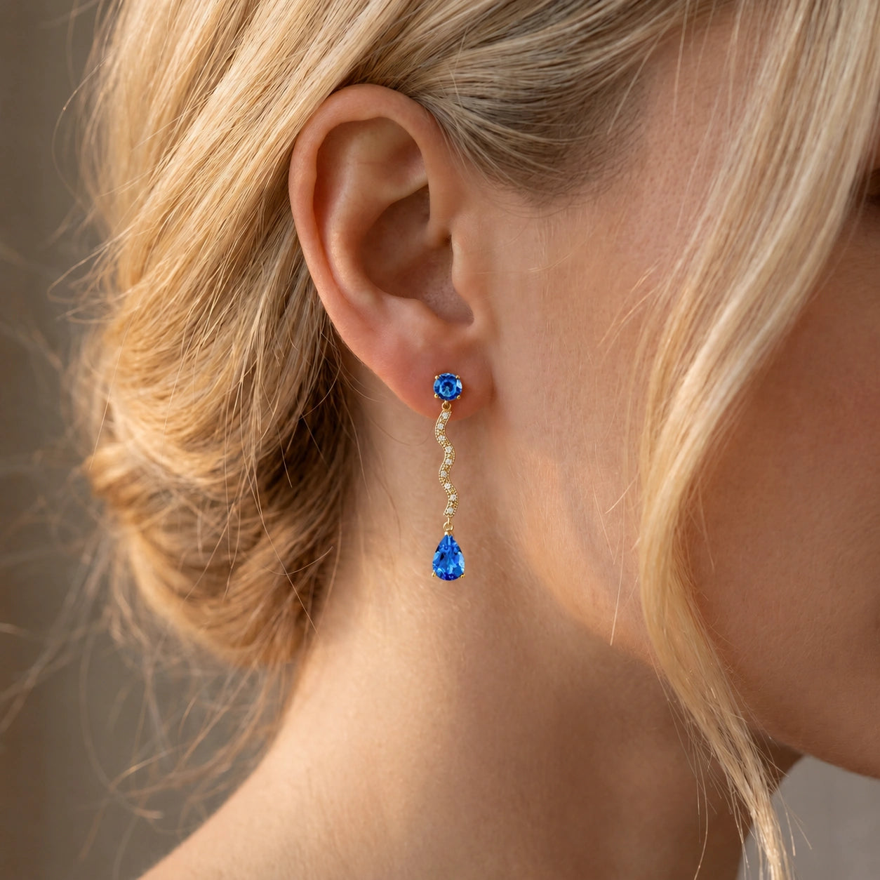 Yellow Gold Blue Topaz & Diamond — Mariaarianna