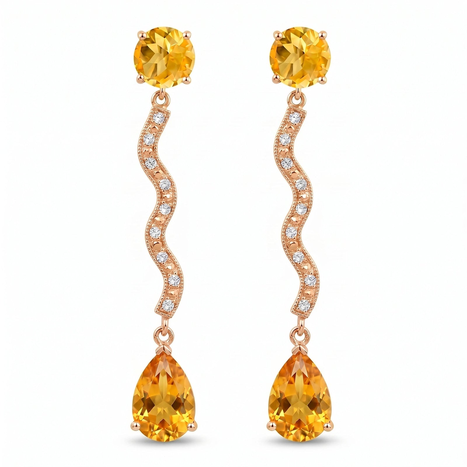 Rose Gold Citrine & Diamond — Mariaarianna