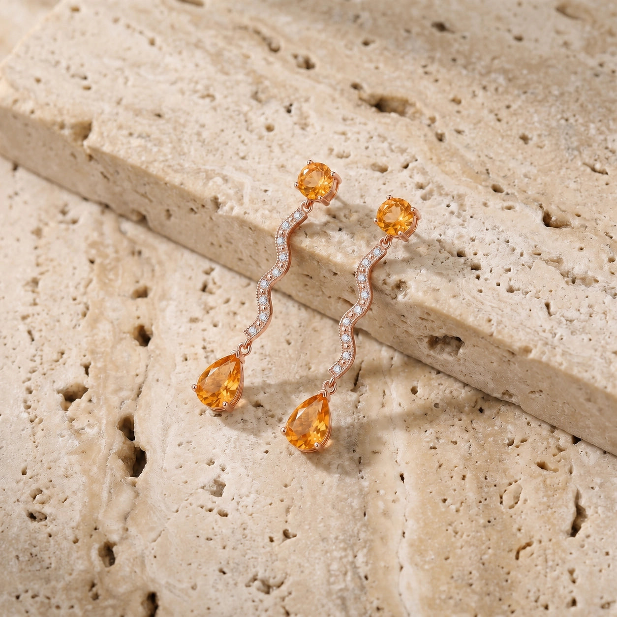 Rose Gold Citrine & Diamond — Mariaarianna