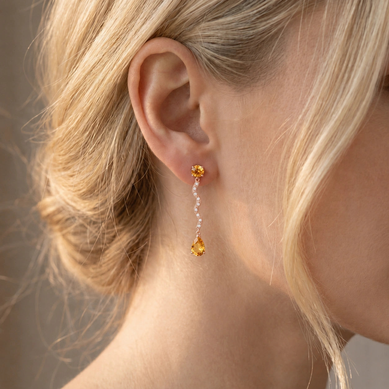Rose Gold Citrine & Diamond — Mariaarianna
