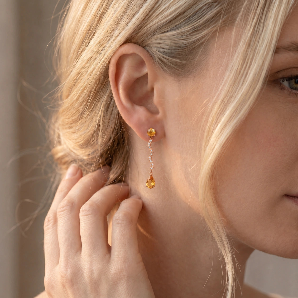 Rose Gold Citrine & Diamond — Mariaarianna