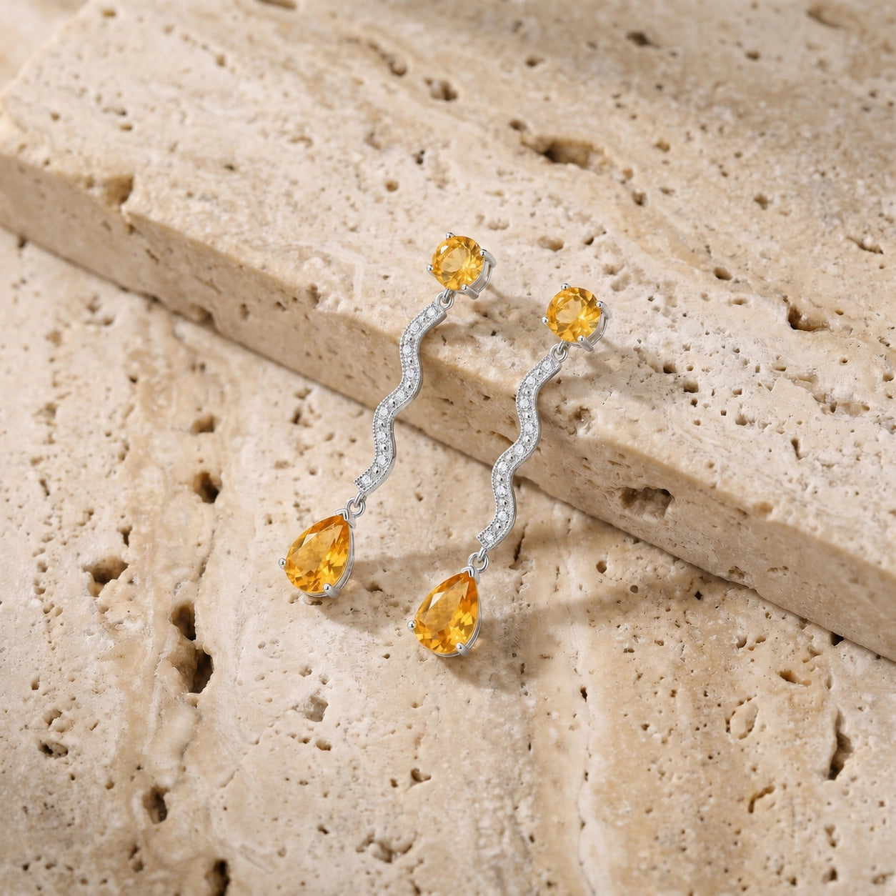 White Gold Citrine & Diamond — Mariaarianna