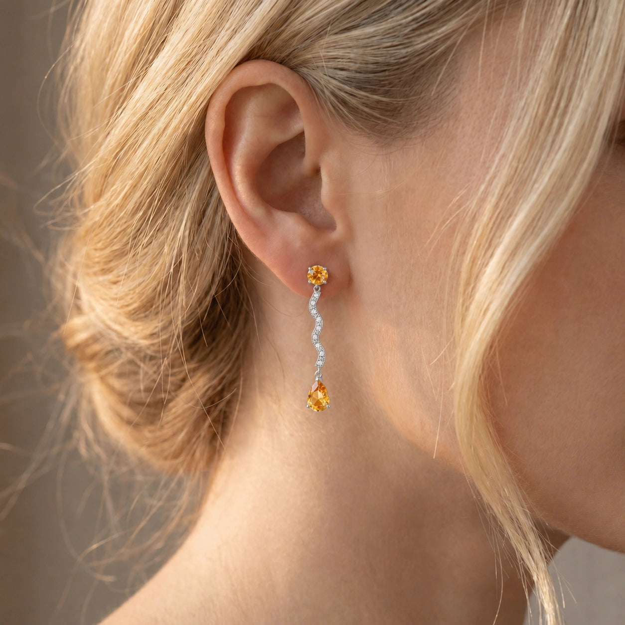 White Gold Citrine & Diamond — Mariaarianna