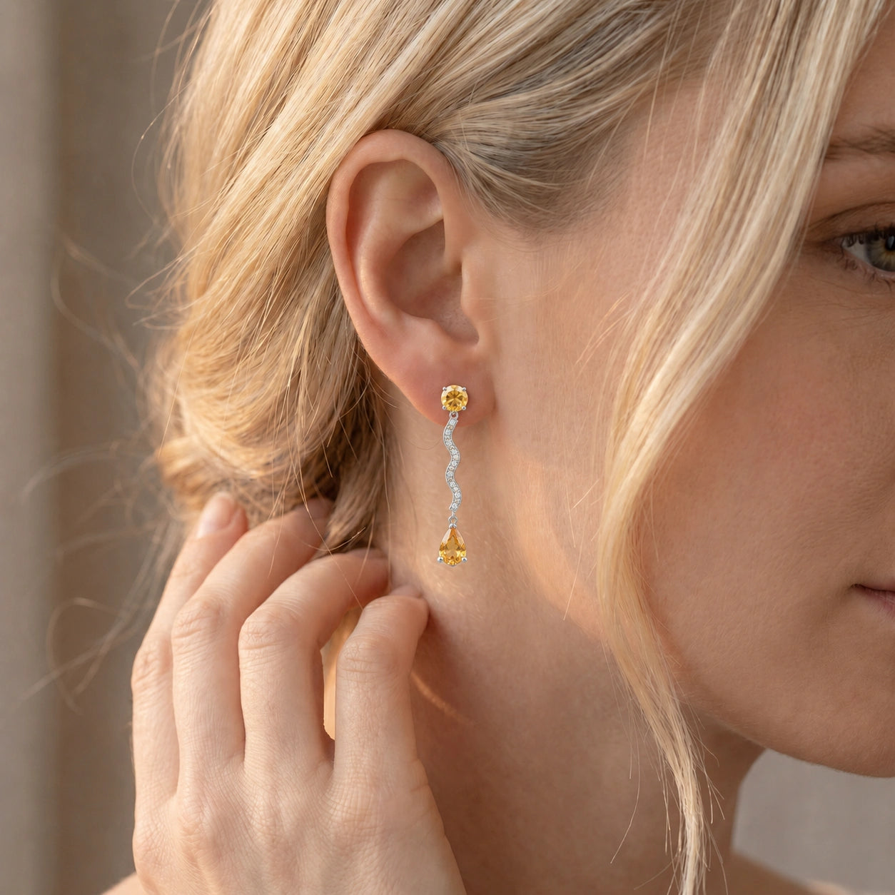 White Gold Citrine & Diamond — Mariaarianna