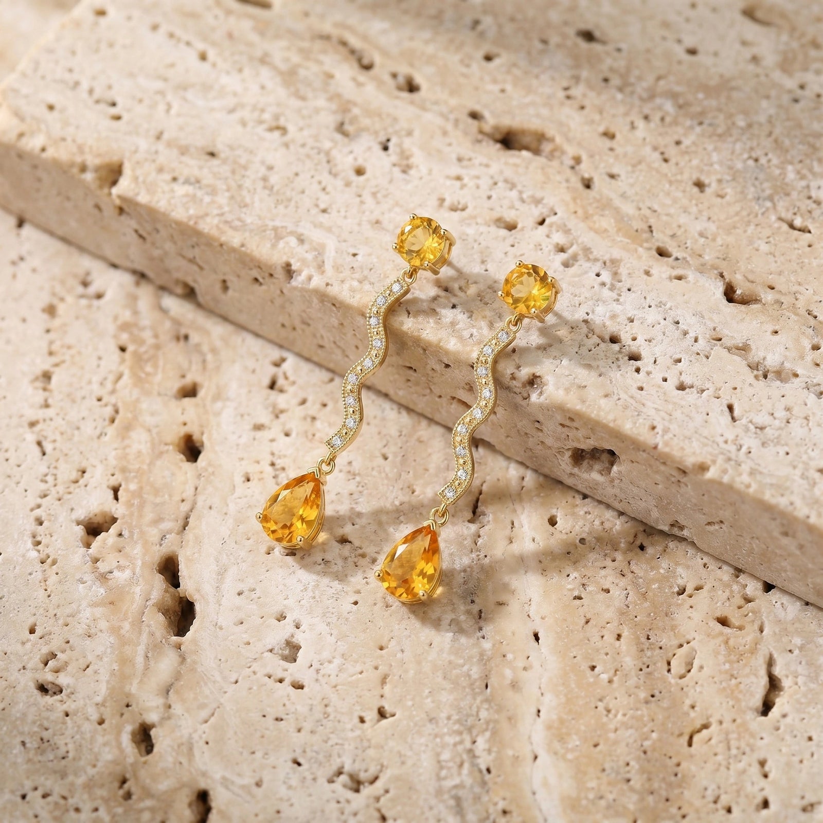 Yellow Gold Citrine & Diamond — Mariaarianna