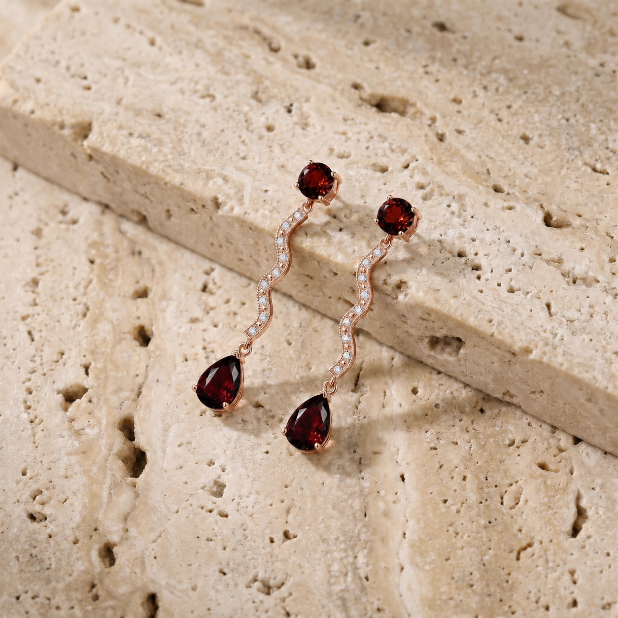 Rose Gold Garnet & Diamond — Mariaarianna