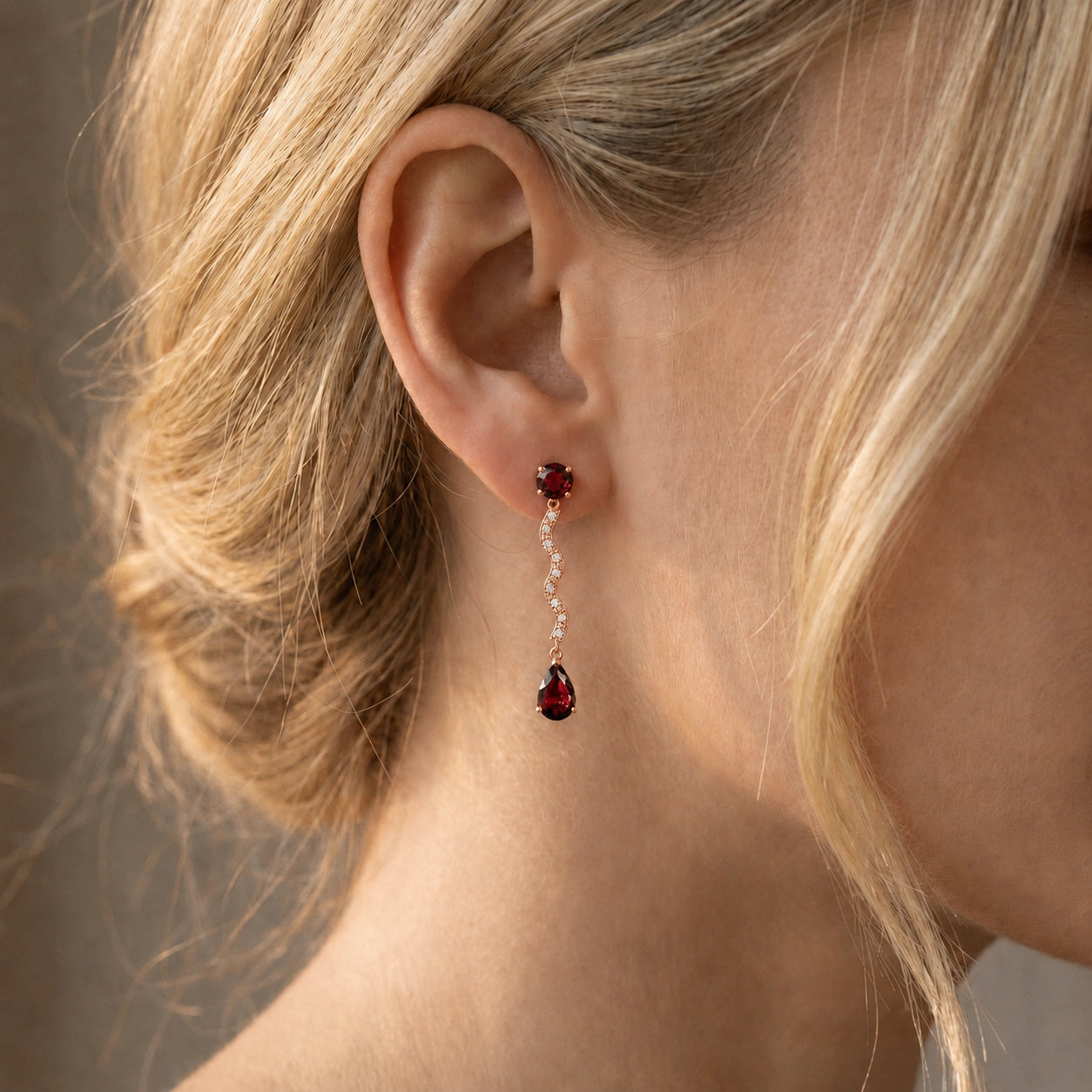 Rose Gold Garnet & Diamond — Mariaarianna