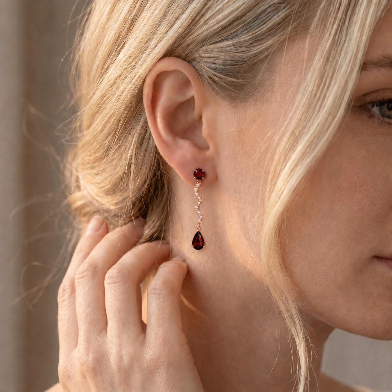Rose Gold Garnet & Diamond — Mariaarianna