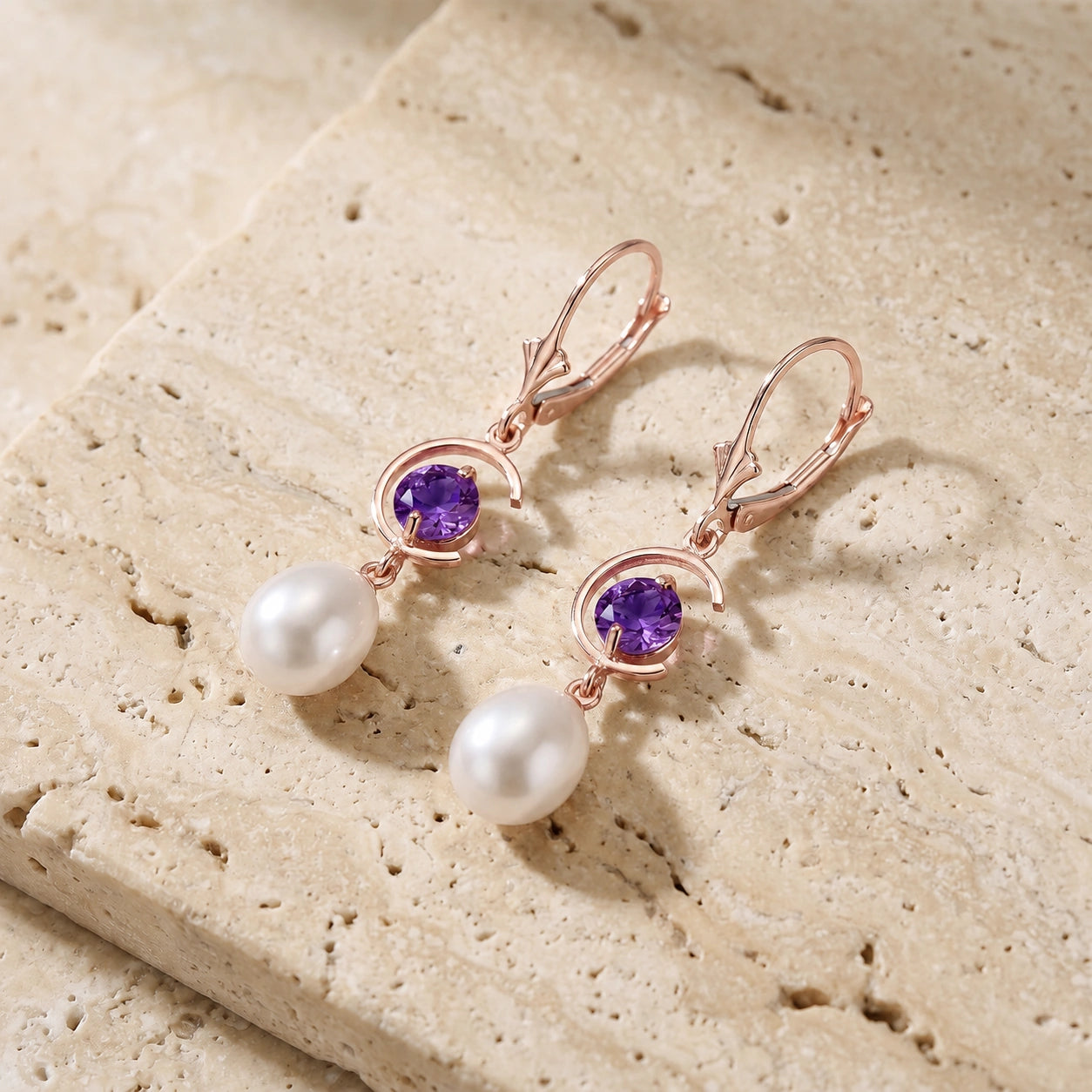 Rose Gold Pearl & Amethyst — Mariaarmida