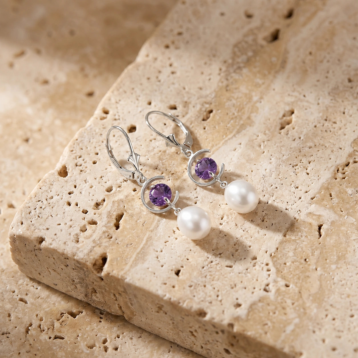 White Gold Pearl & Amethyst — Mariaarmida