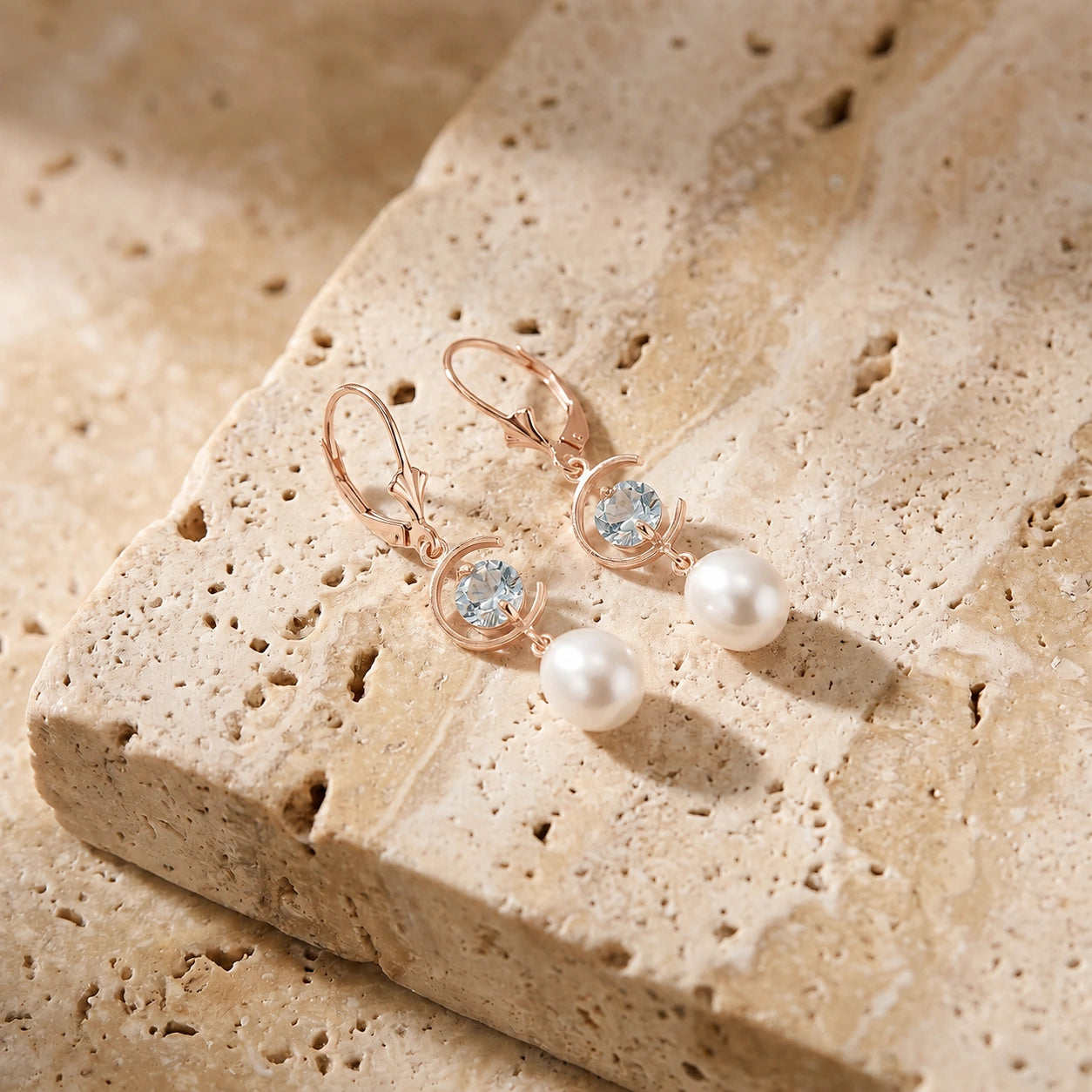 Rose Gold Pearl & Aquamarine — Mariaarmida