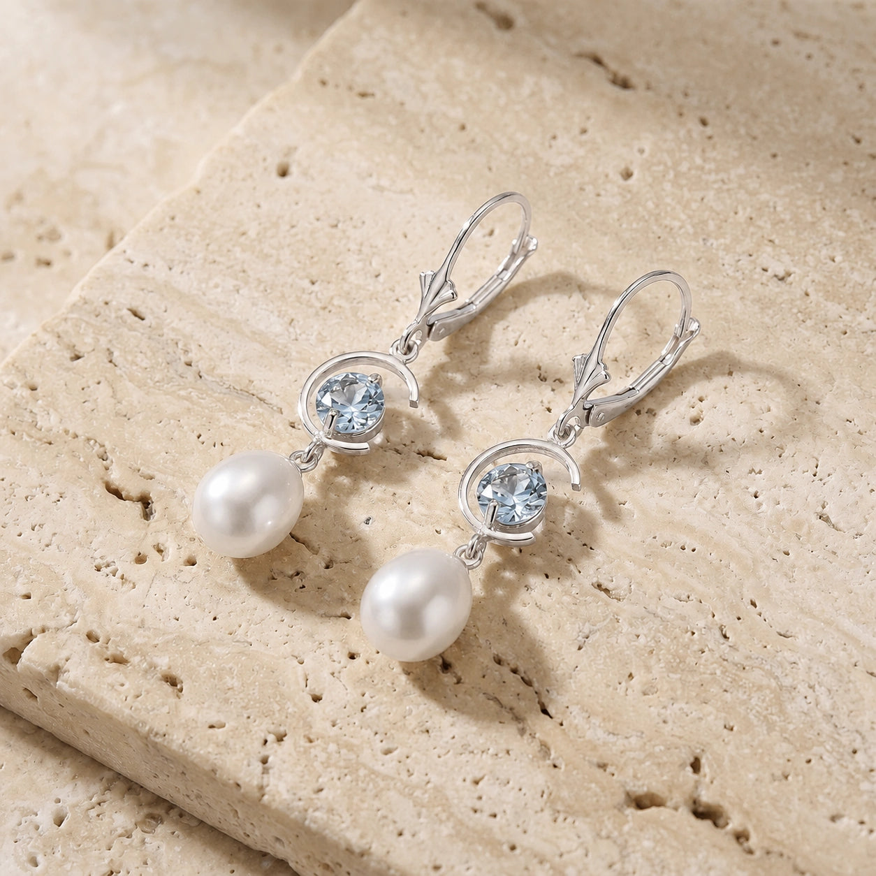 White Gold Pearl & Aquamarine — Mariaarmida