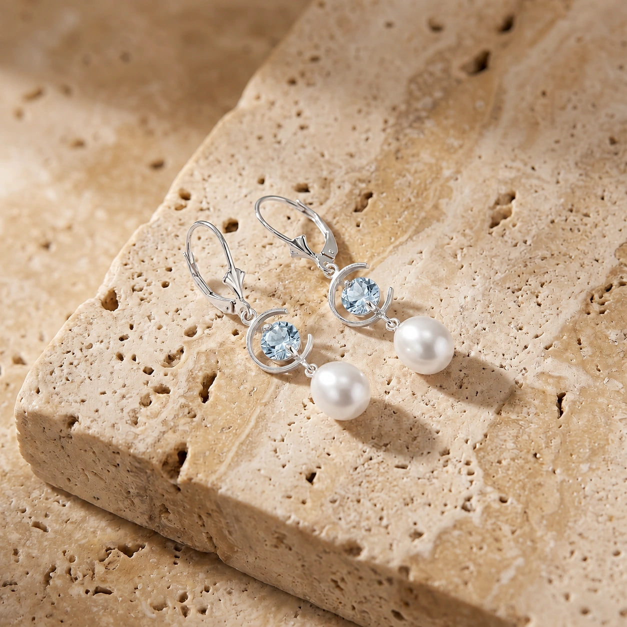 White Gold Pearl & Aquamarine — Mariaarmida