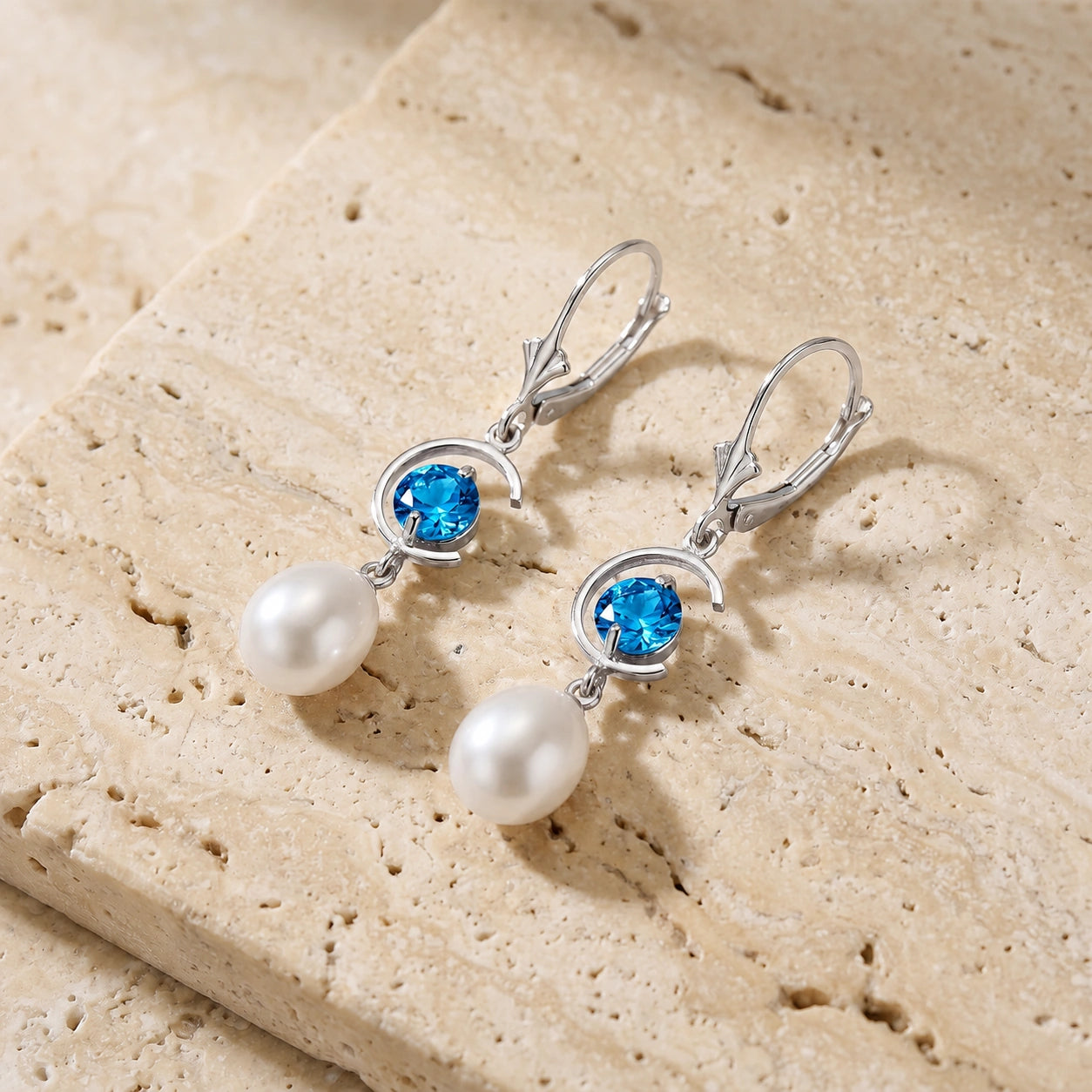 White Gold Pearl & Blue Topaz — Mariaarmida