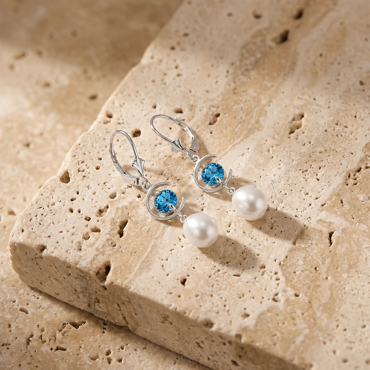 White Gold Pearl & Blue Topaz — Mariaarmida
