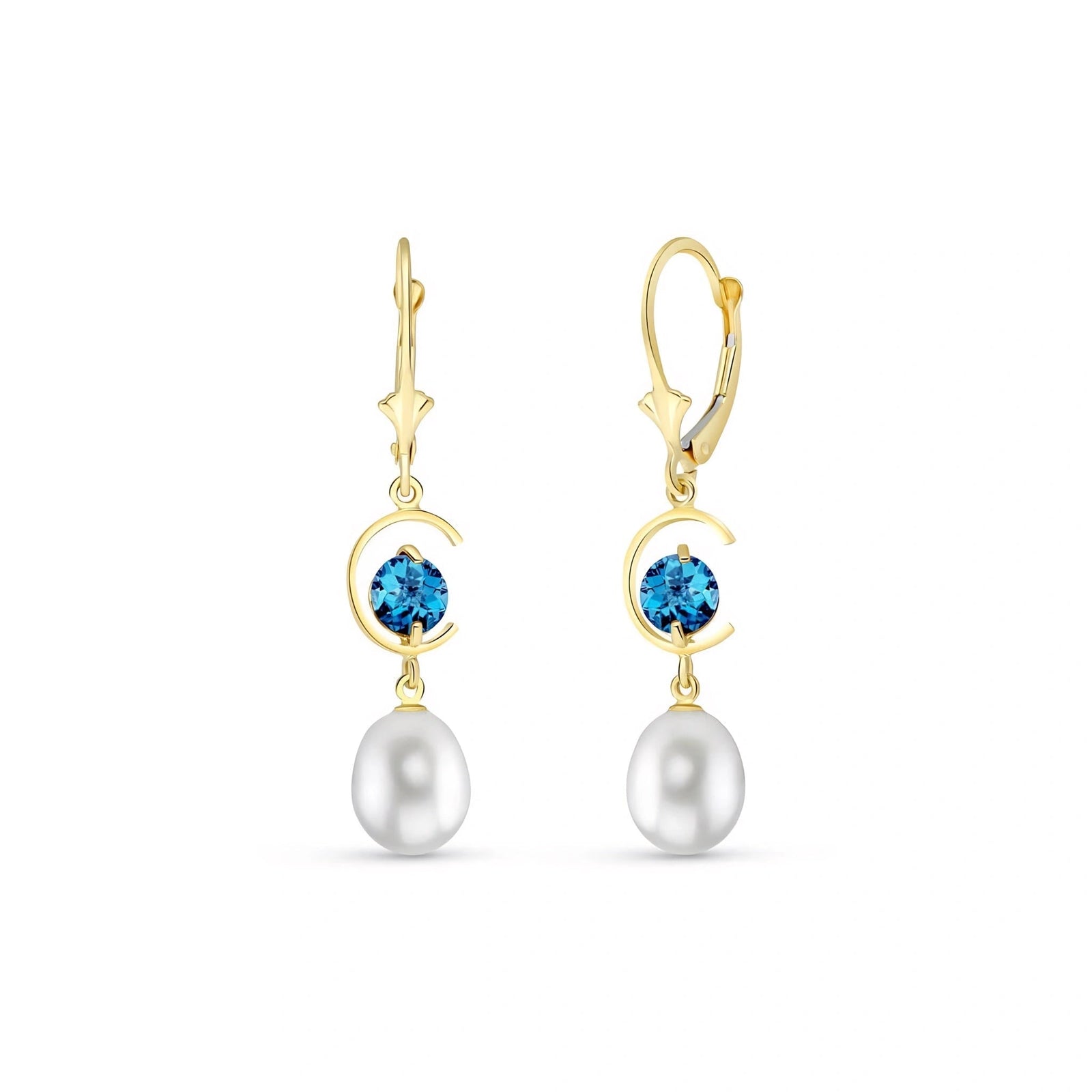 Yellow Gold Pearl & Blue Topaz — Mariaarmida
