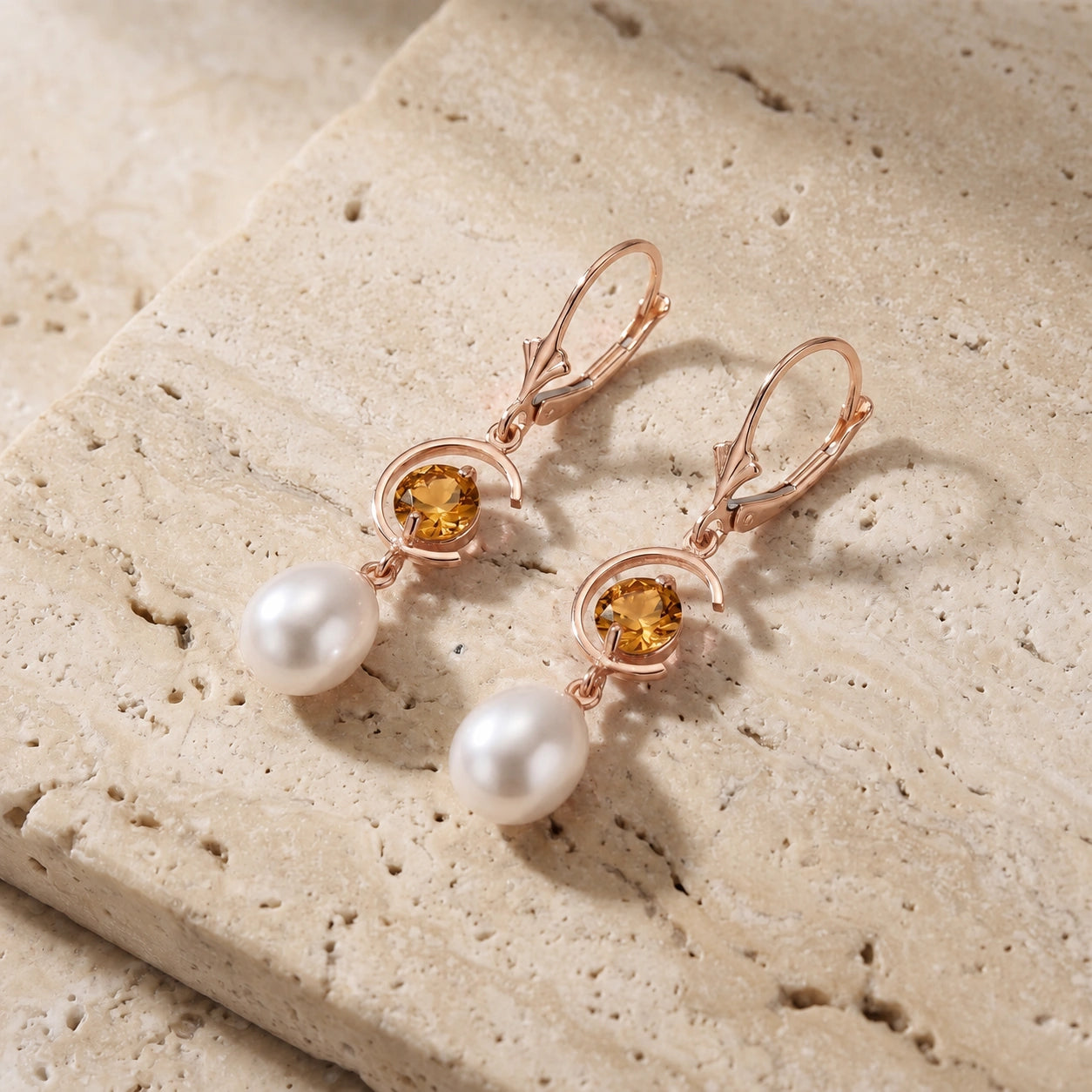 Rose Gold Pearl & Citrine — Mariaarmida