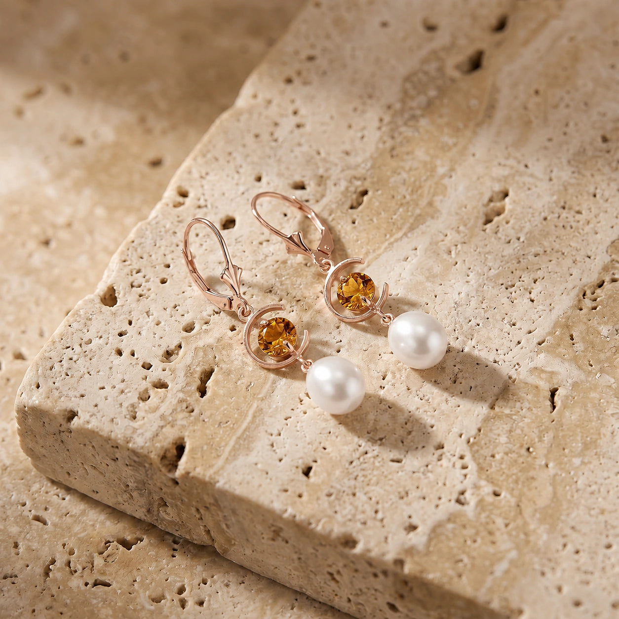 Rose Gold Pearl & Citrine — Mariaarmida