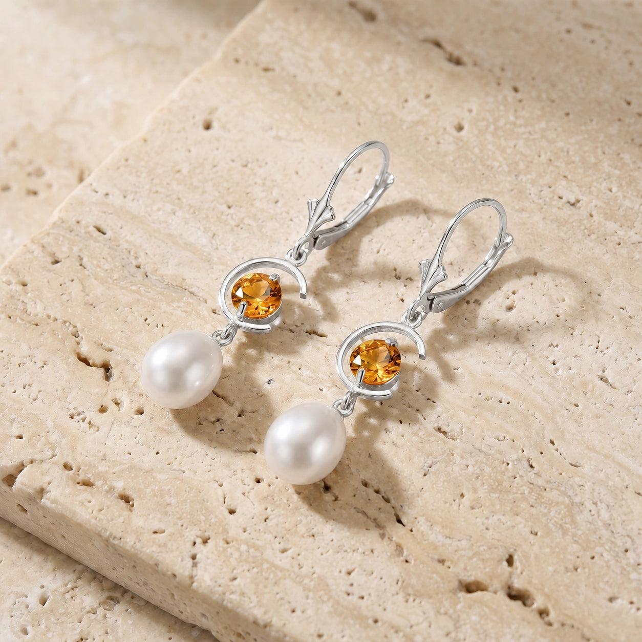 White Gold Pearl & Citrine — Mariaarmida