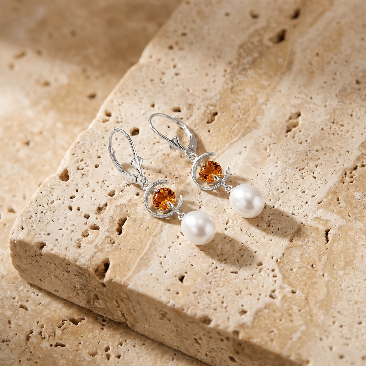 White Gold Pearl & Citrine — Mariaarmida