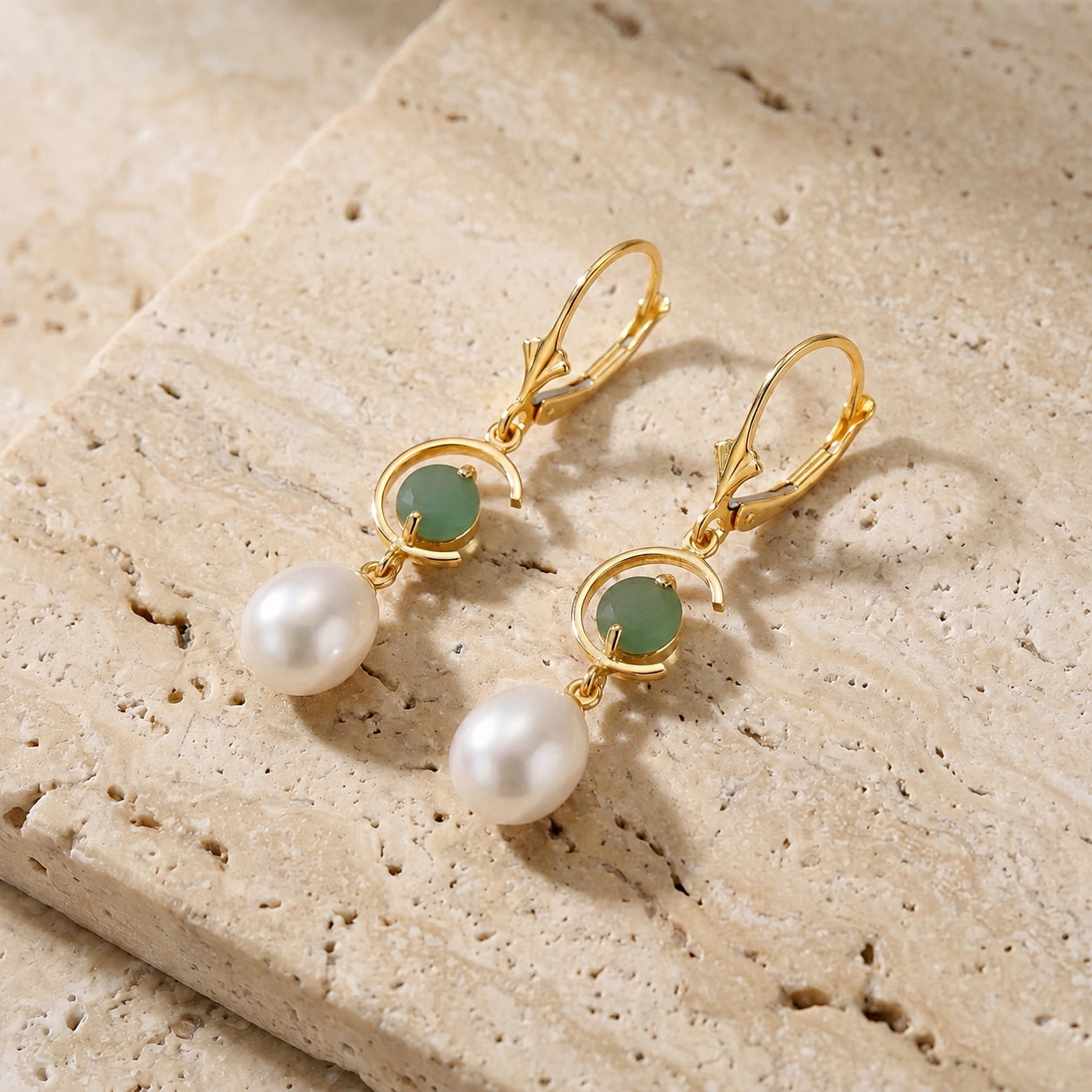 Yellow Gold Pearl & Emerald — Mariaarmida