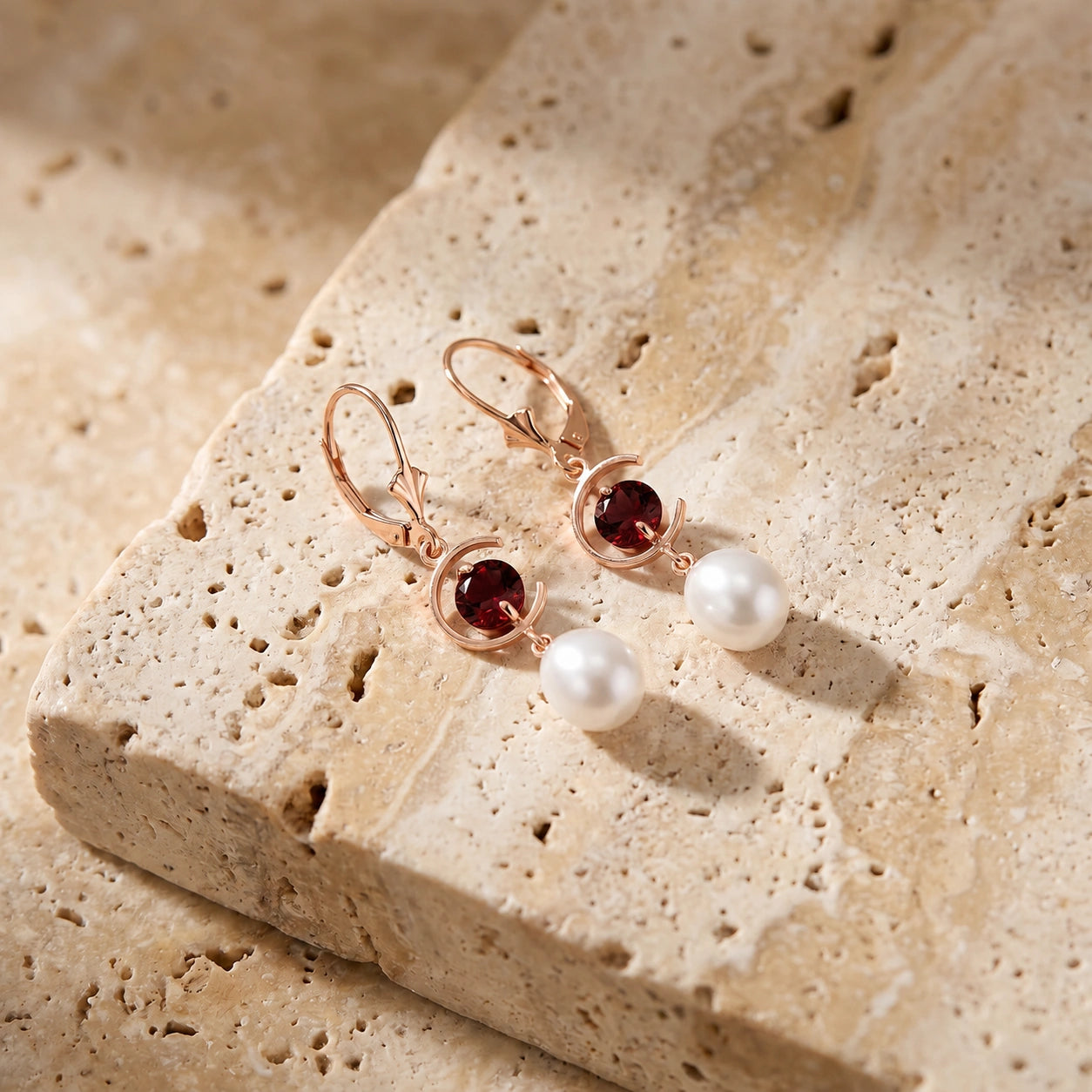Rose Gold Pearl & Garnet — Mariaarmida