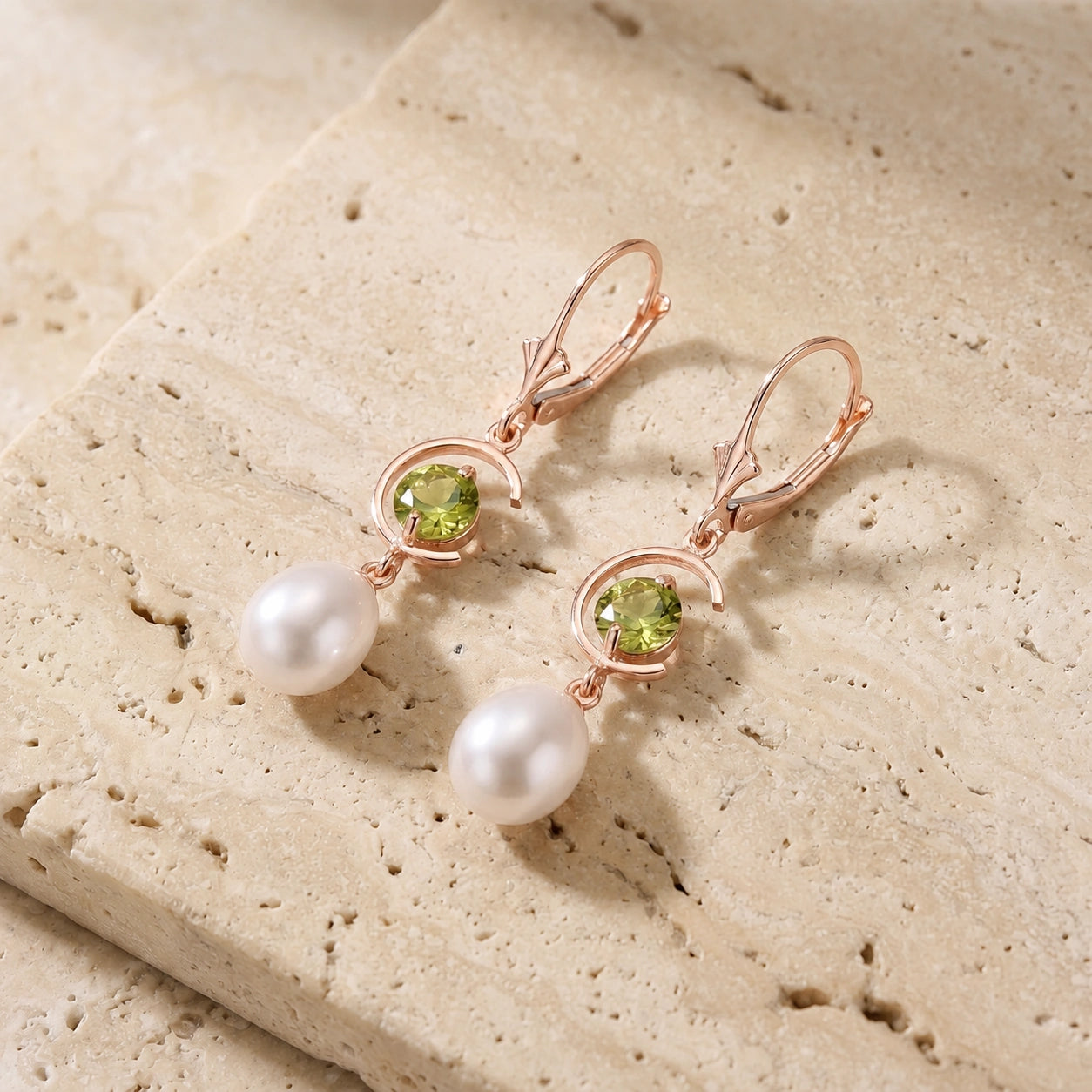 Rose Gold Pearl & Peridot — Mariaarmida