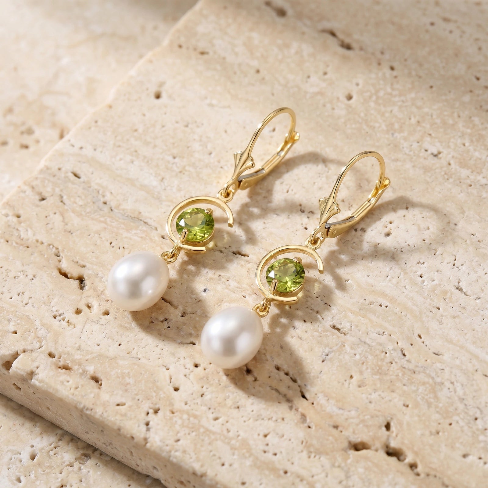 Yellow Gold Pearl & Peridot — Mariaarmida