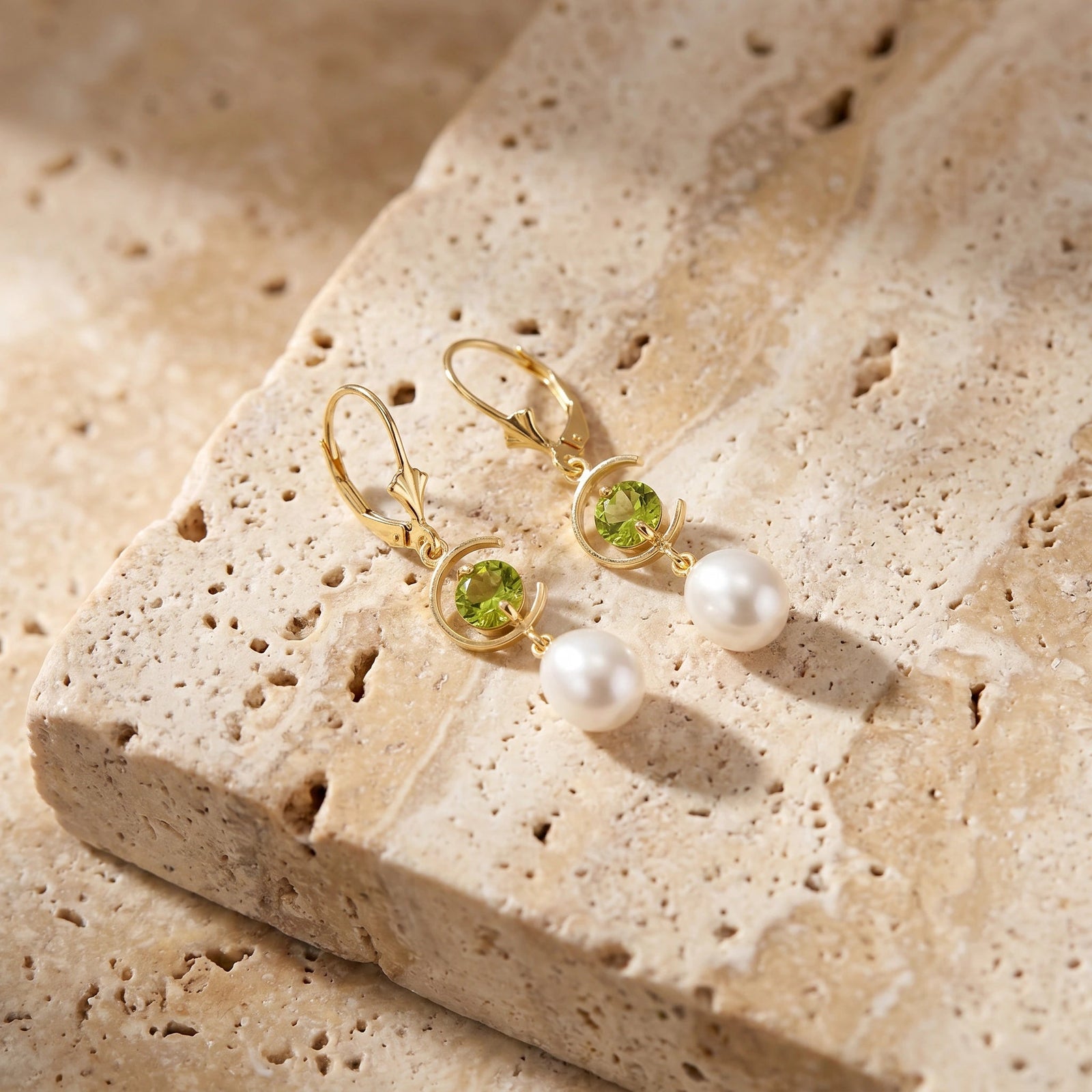 Yellow Gold Pearl & Peridot — Mariaarmida