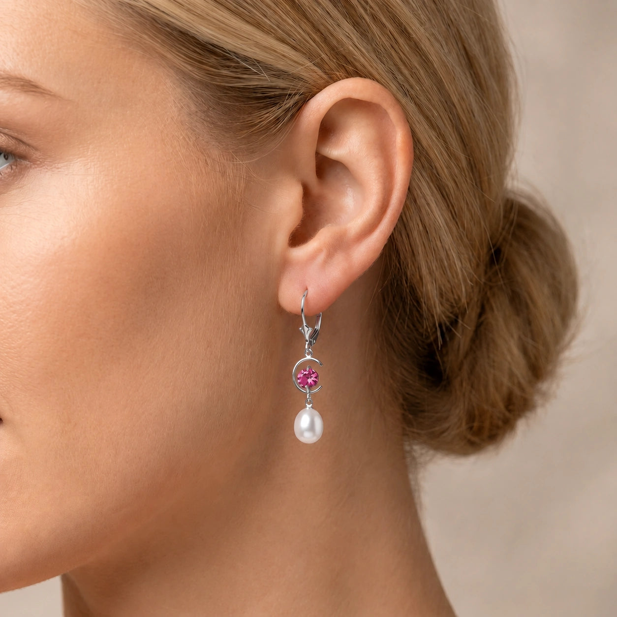 White Gold Pearl & Pink Topaz — Mariaarmida