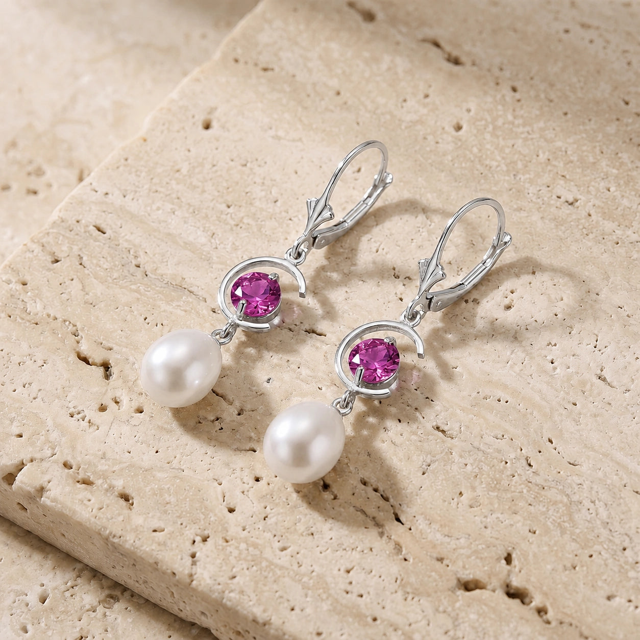 White Gold Pearl & Pink Topaz — Mariaarmida