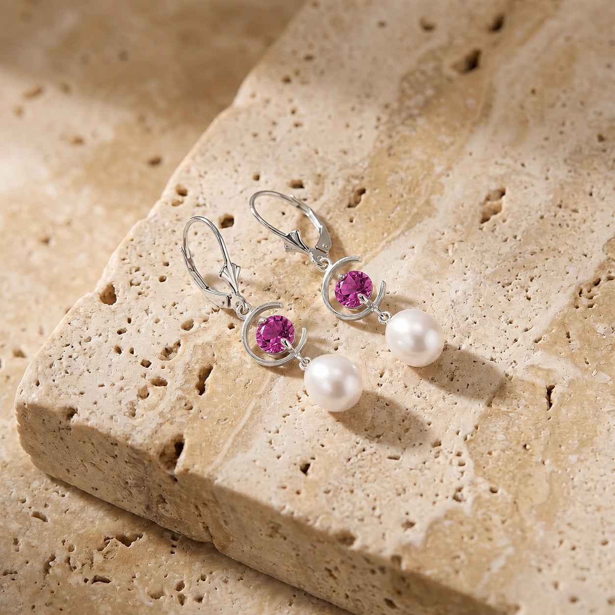 White Gold Pearl & Pink Topaz — Mariaarmida