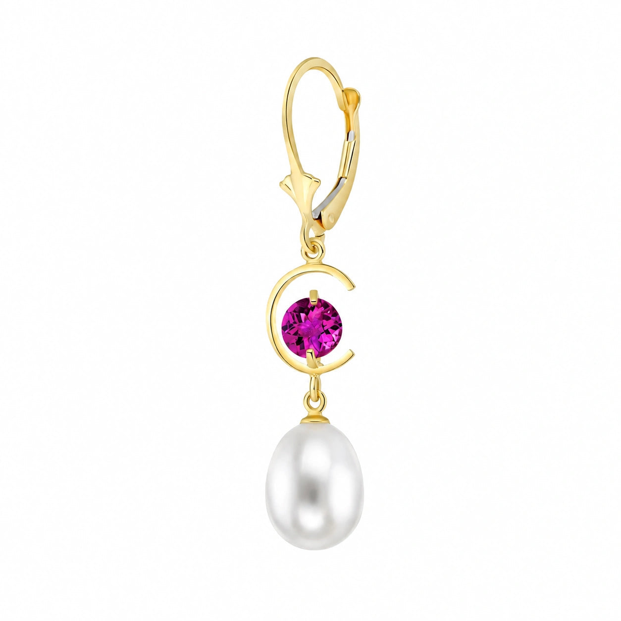 Yellow Gold Pearl & Pink Topaz — Mariaarmida