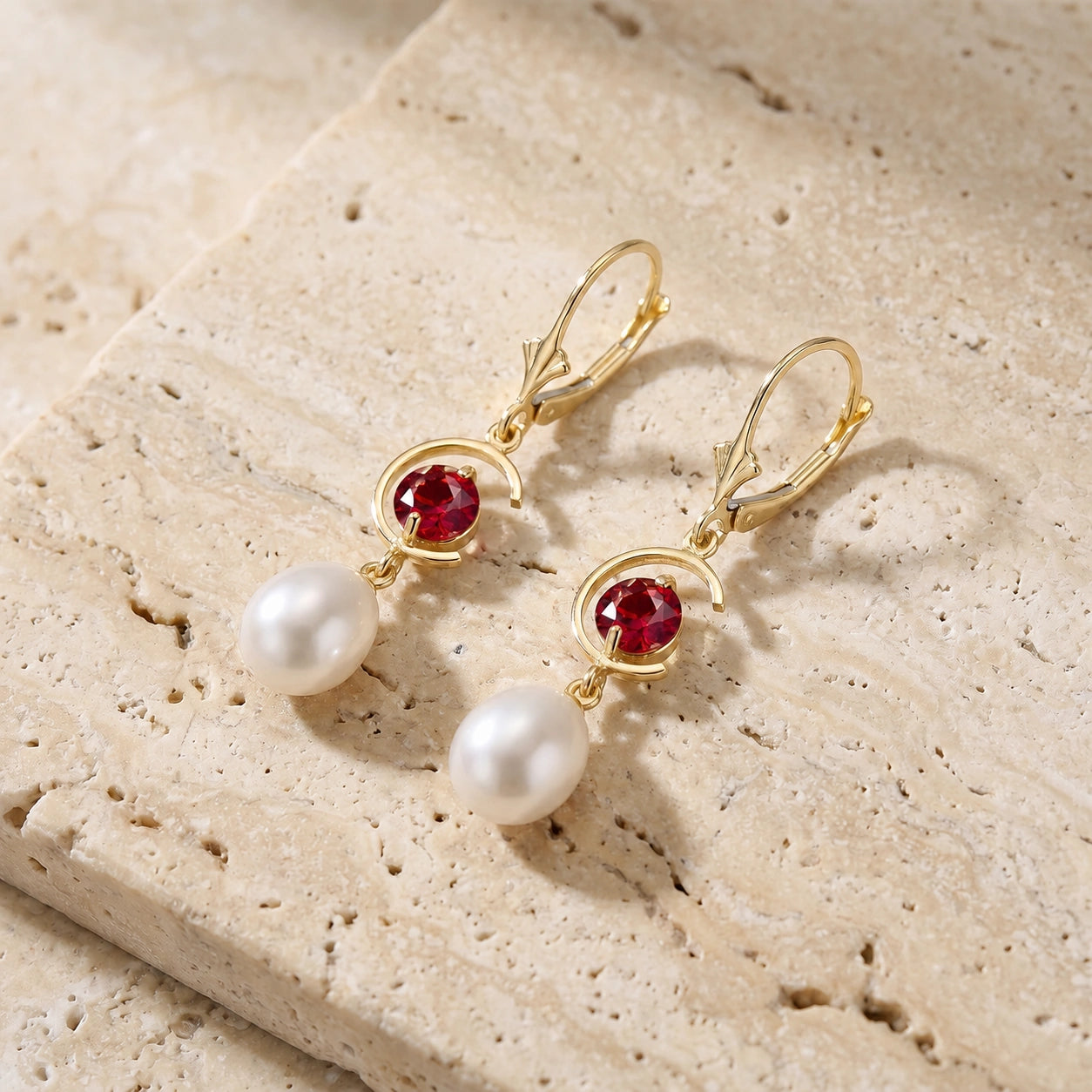 Yellow Gold Pearl & Ruby — Mariaarmida