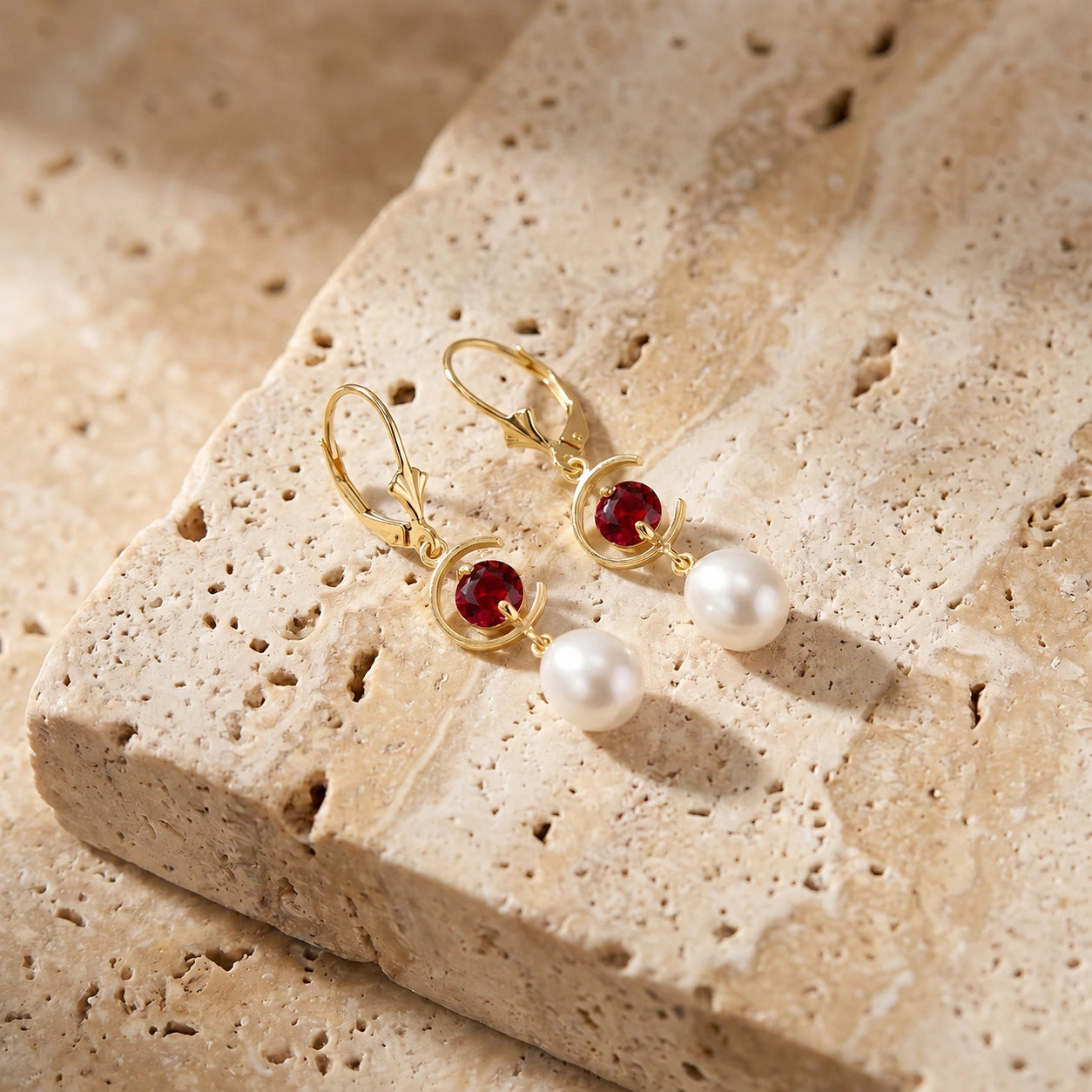 Yellow Gold Pearl & Ruby — Mariaarmida