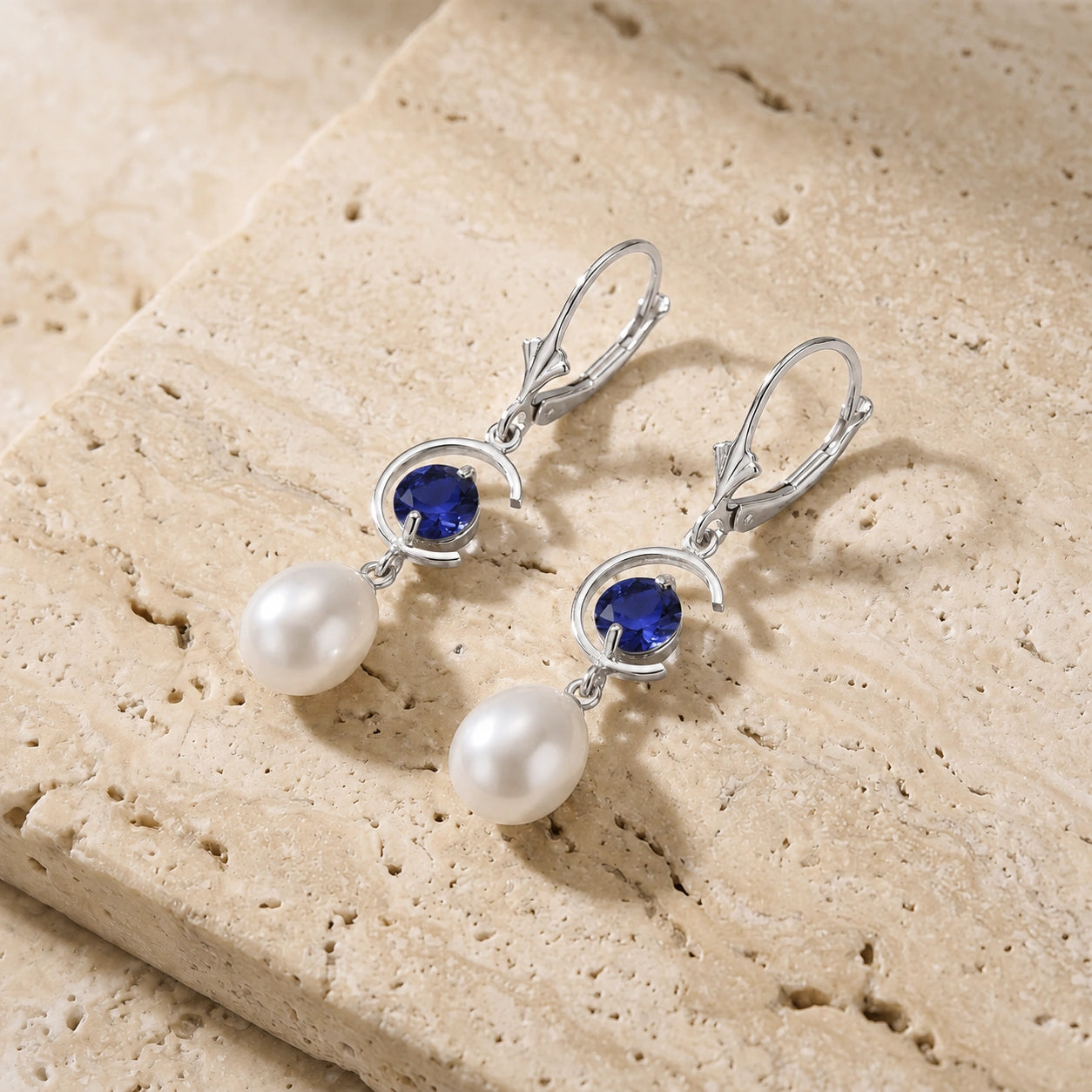 White Gold Pearl & Sapphire — Mariaarmida