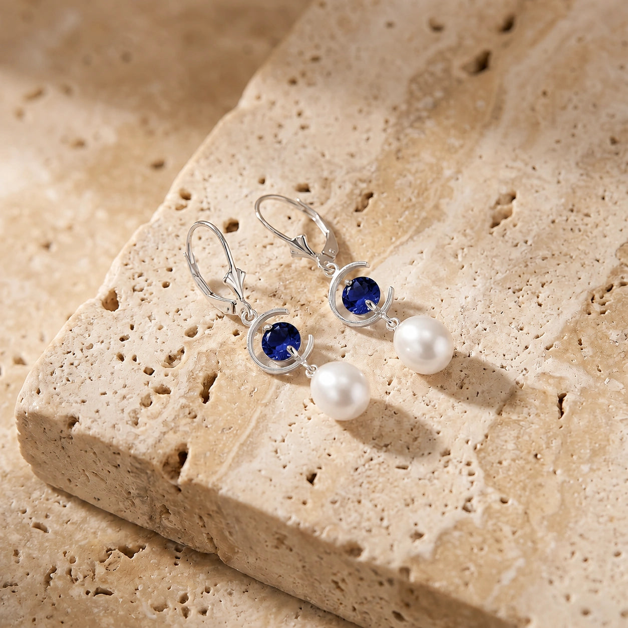 White Gold Pearl & Sapphire — Mariaarmida
