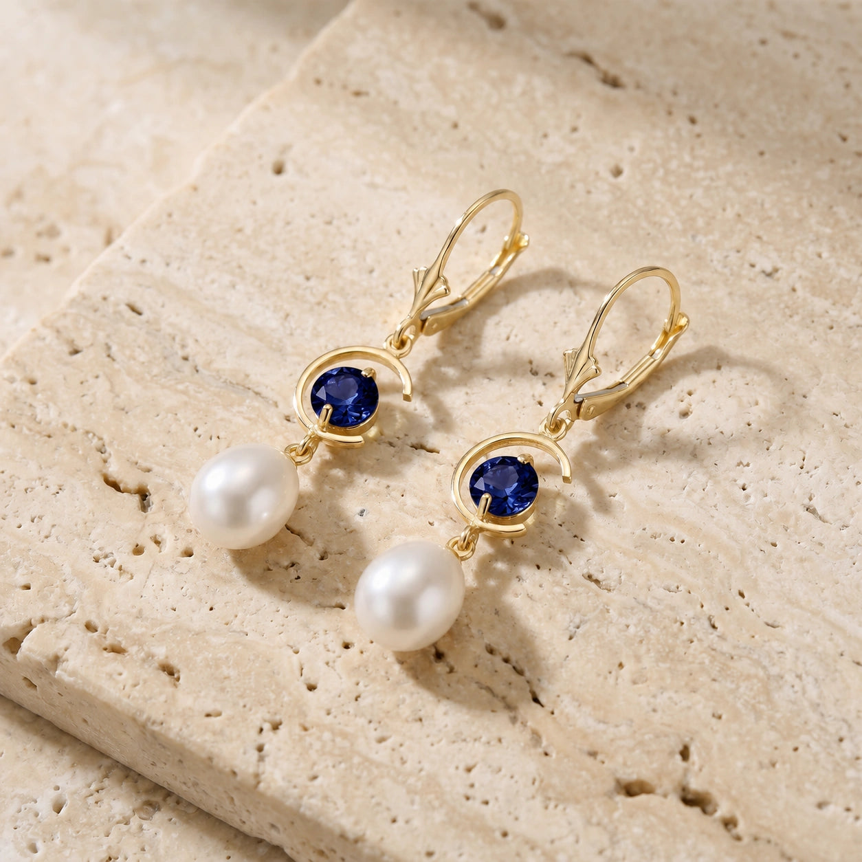 Yellow Gold Pearl & Sapphire — Mariaarmida