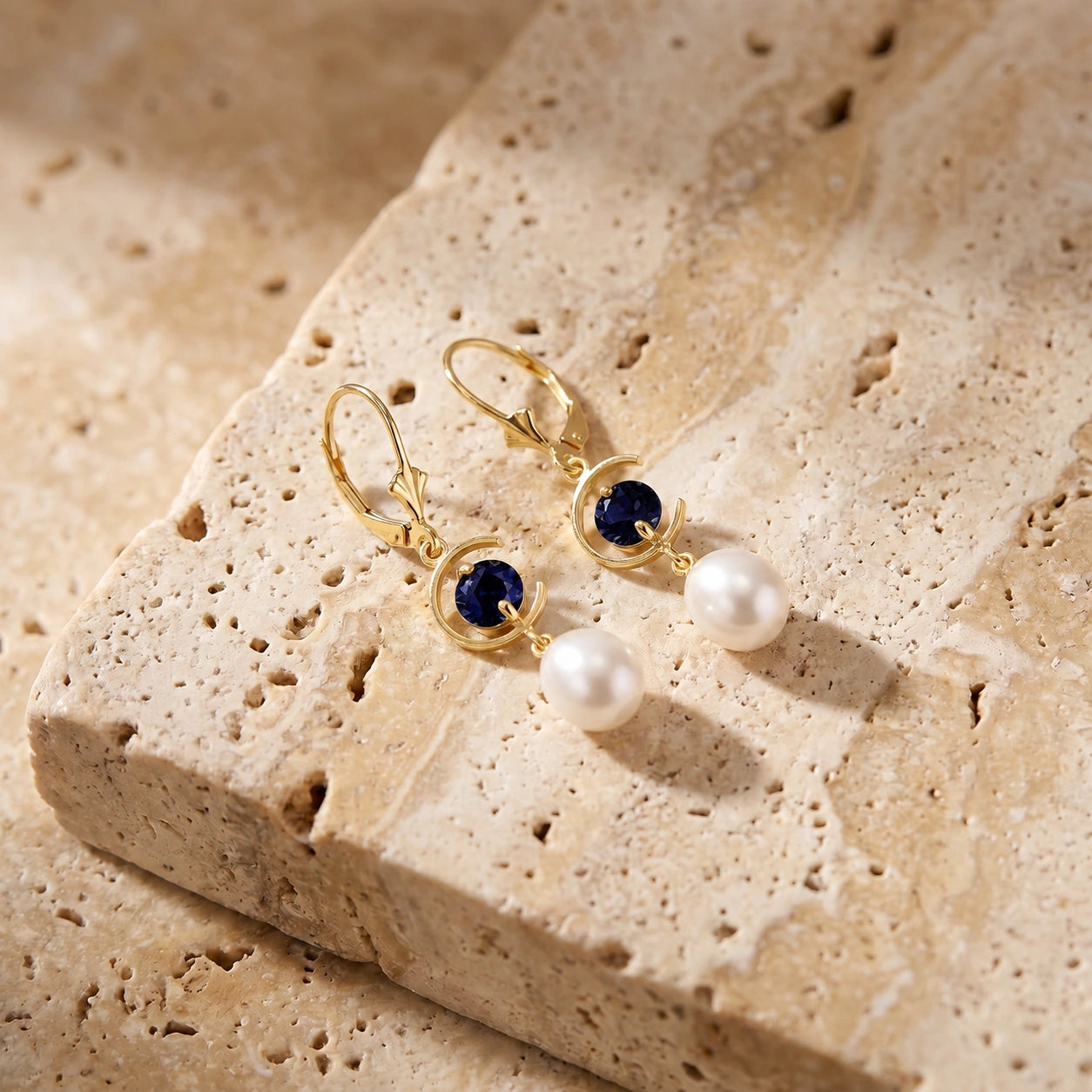 Yellow Gold Pearl & Sapphire — Mariaarmida