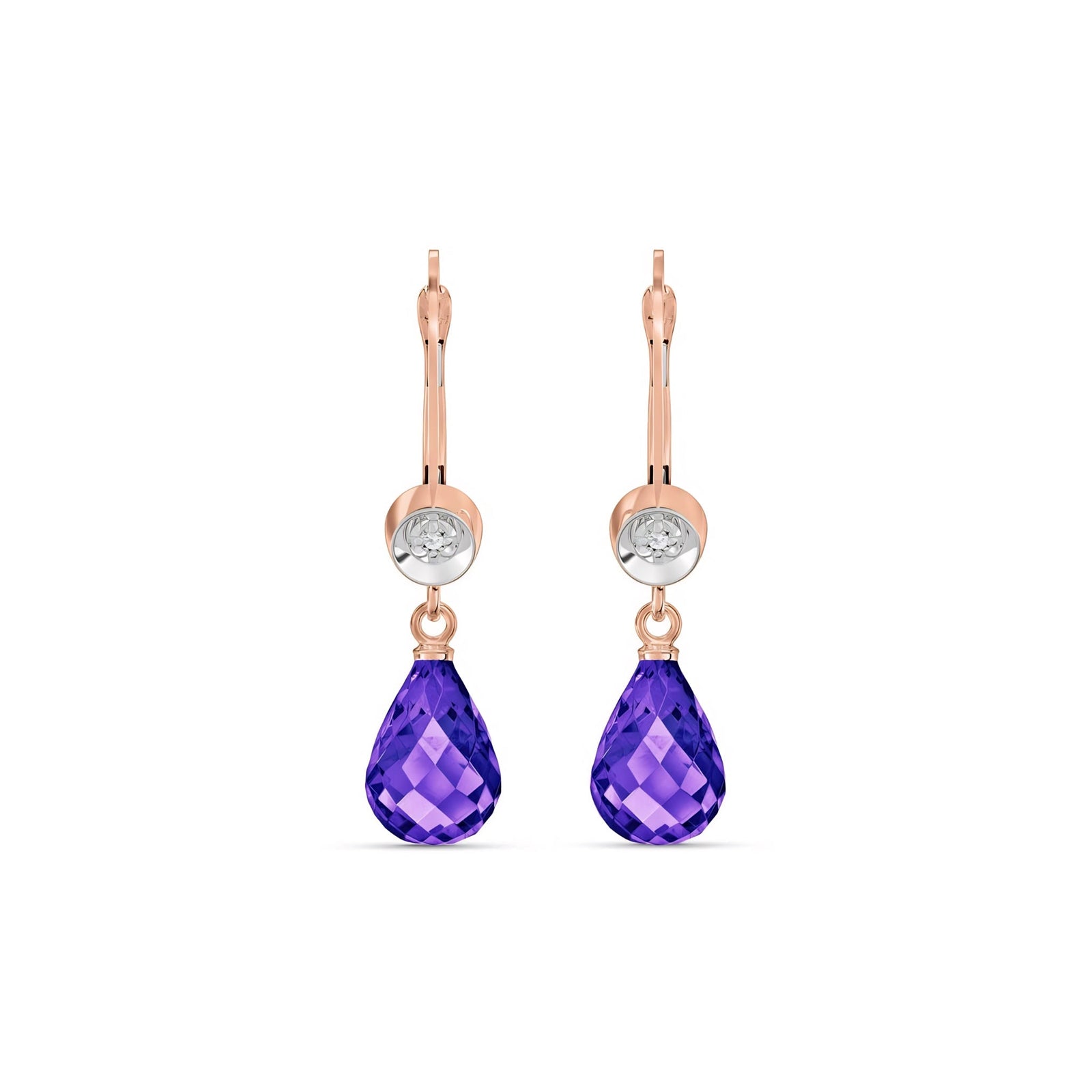 Rose Gold Earrings Amethyst 10K — Giuseppina
