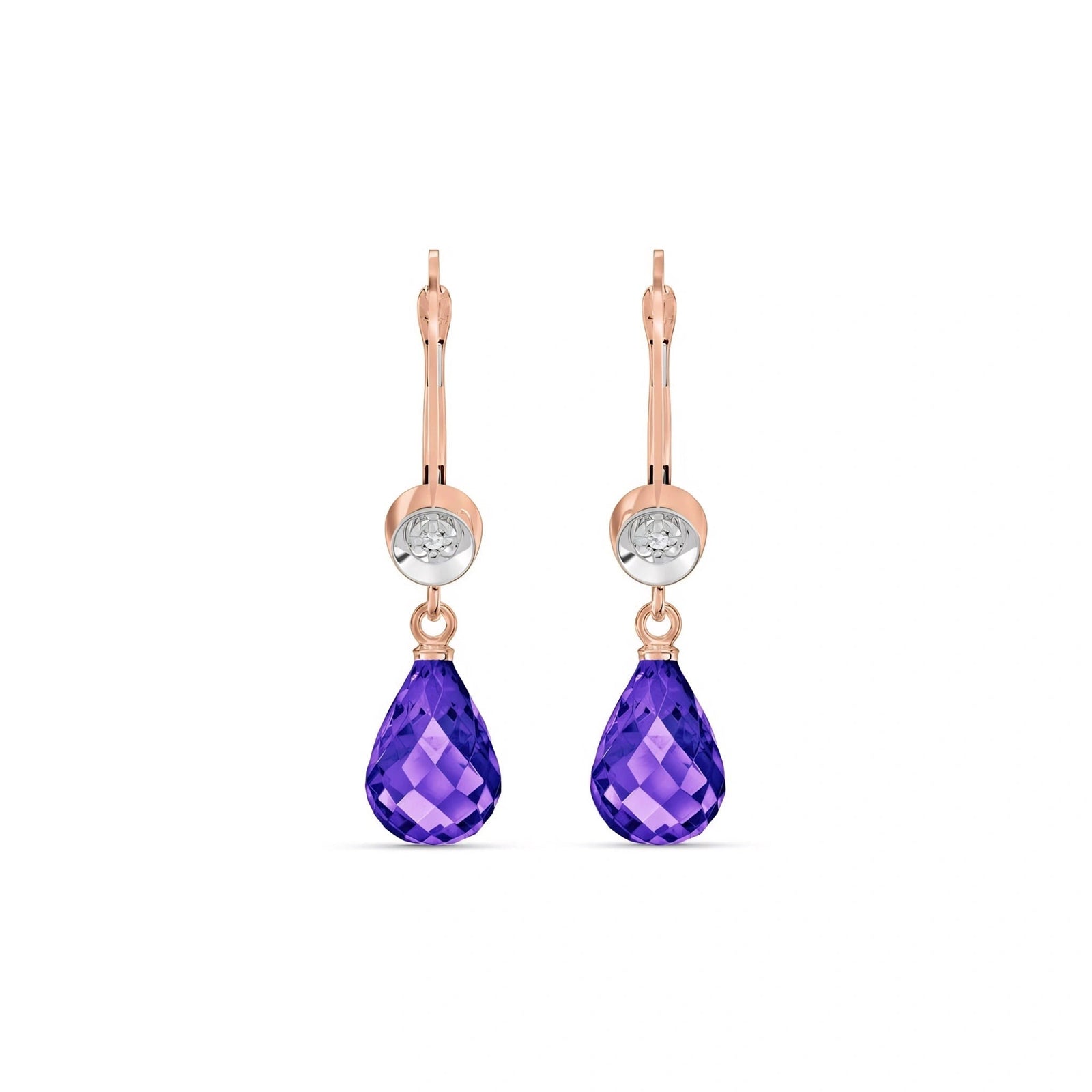 Rose Gold Earrings Amethyst 10K — Giuseppina