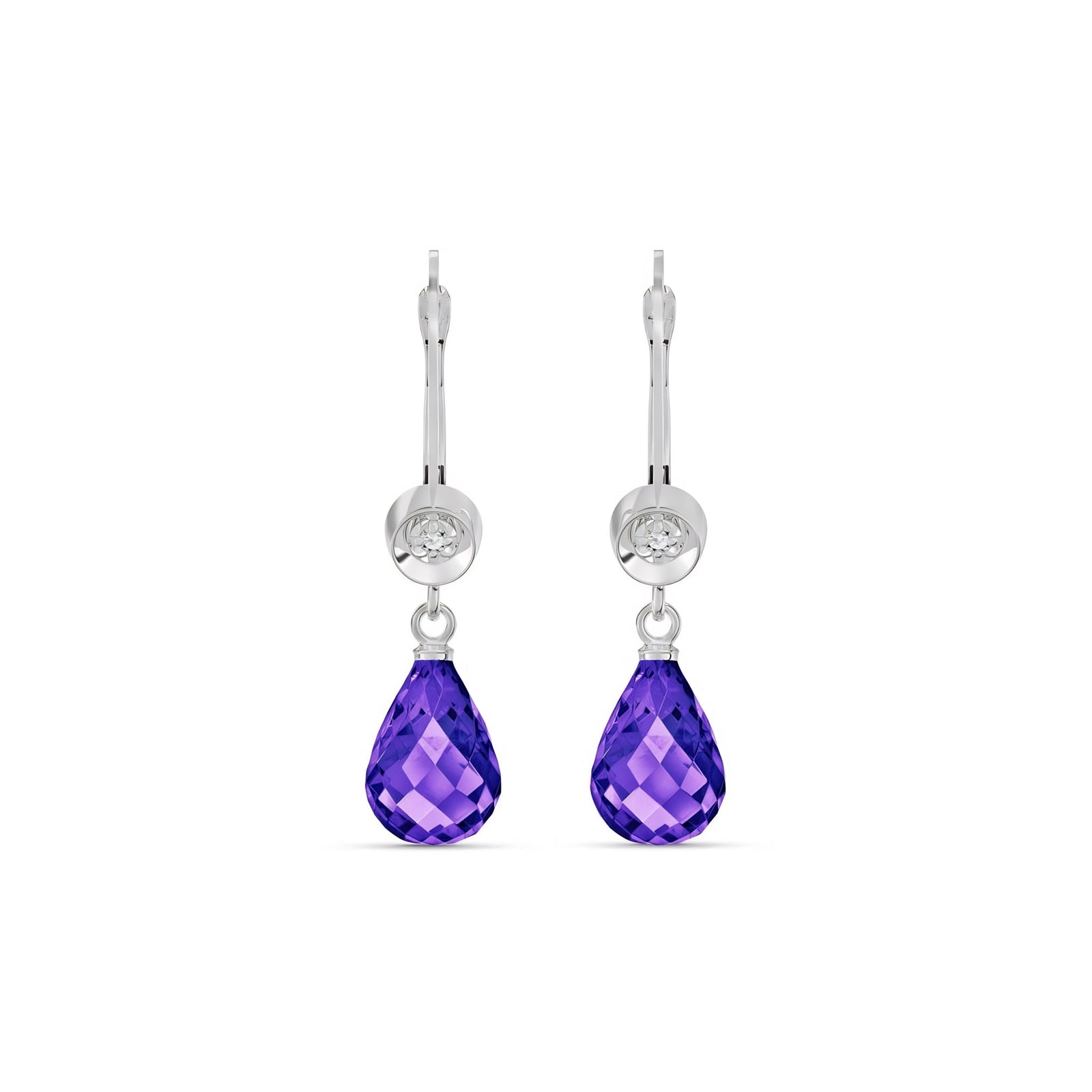 White Gold Earrings Amethyst 10K — Giuseppina