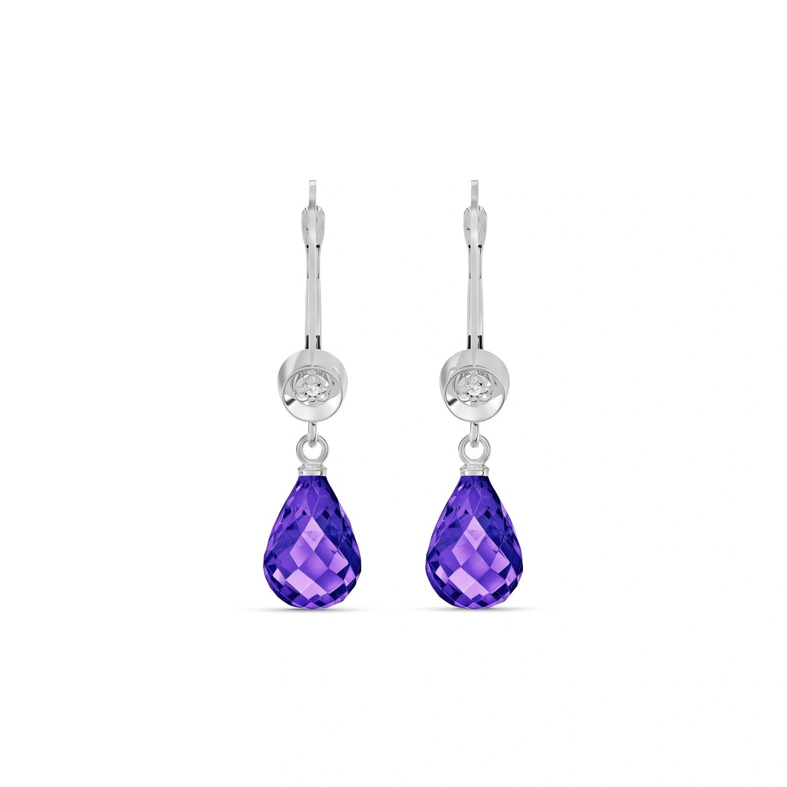 White Gold Earrings Amethyst 10K — Giuseppina