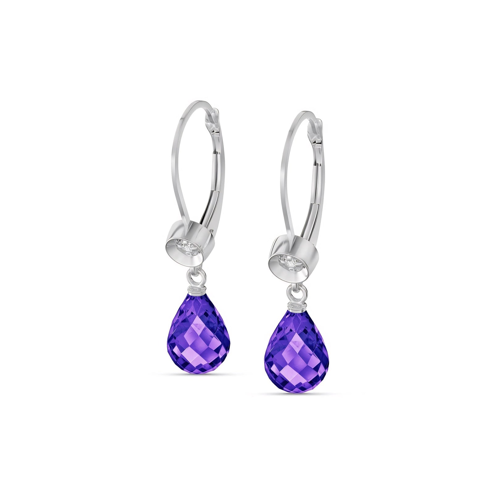 White Gold Earrings Amethyst 10K — Giuseppina