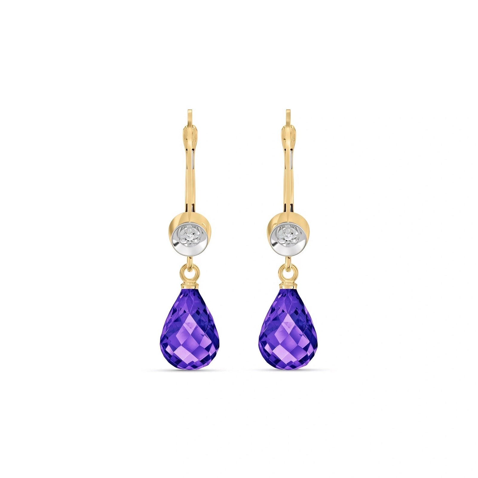 Yellow Gold Earrings Amethyst 10K — Giuseppina