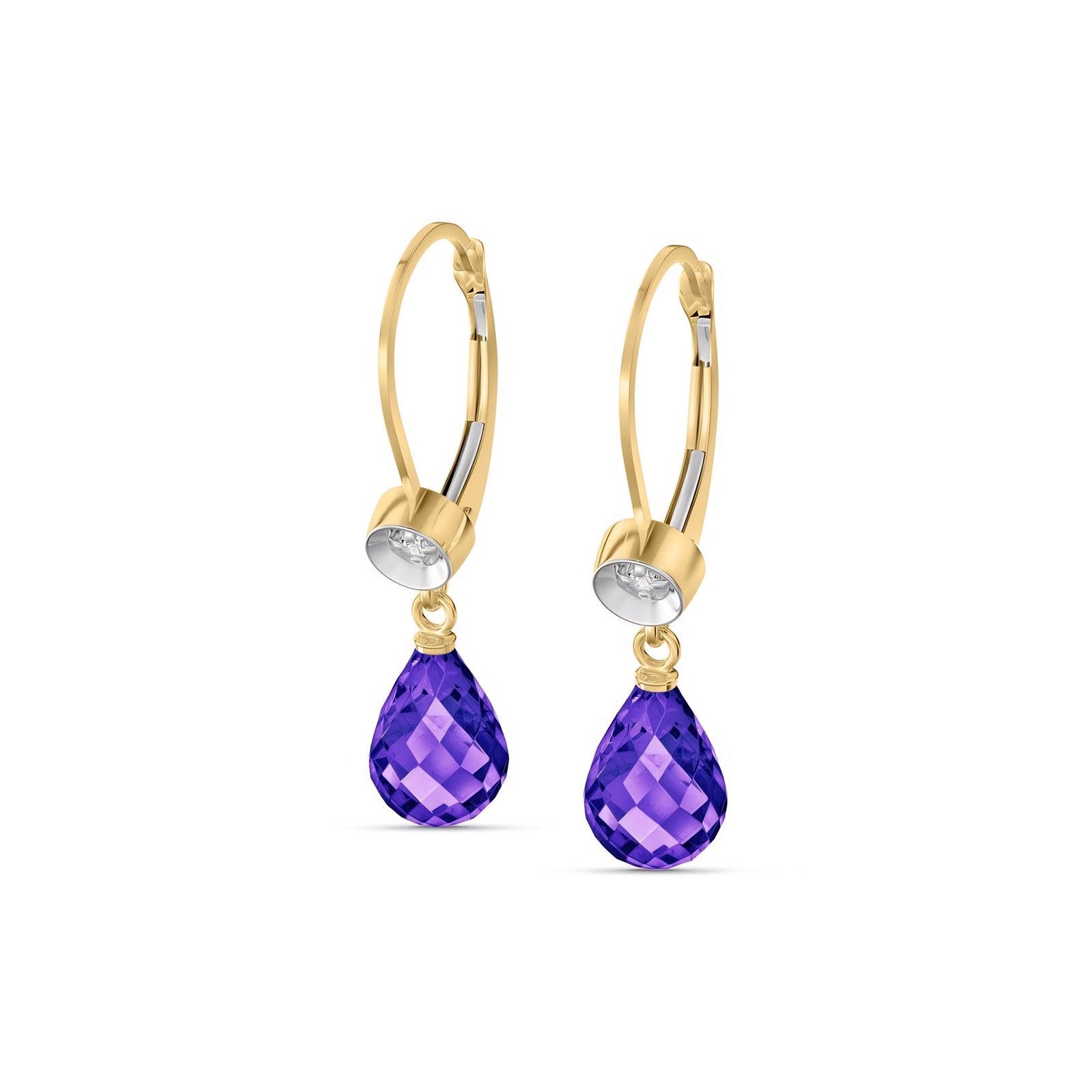 Yellow Gold Earrings Amethyst 10K — Giuseppina