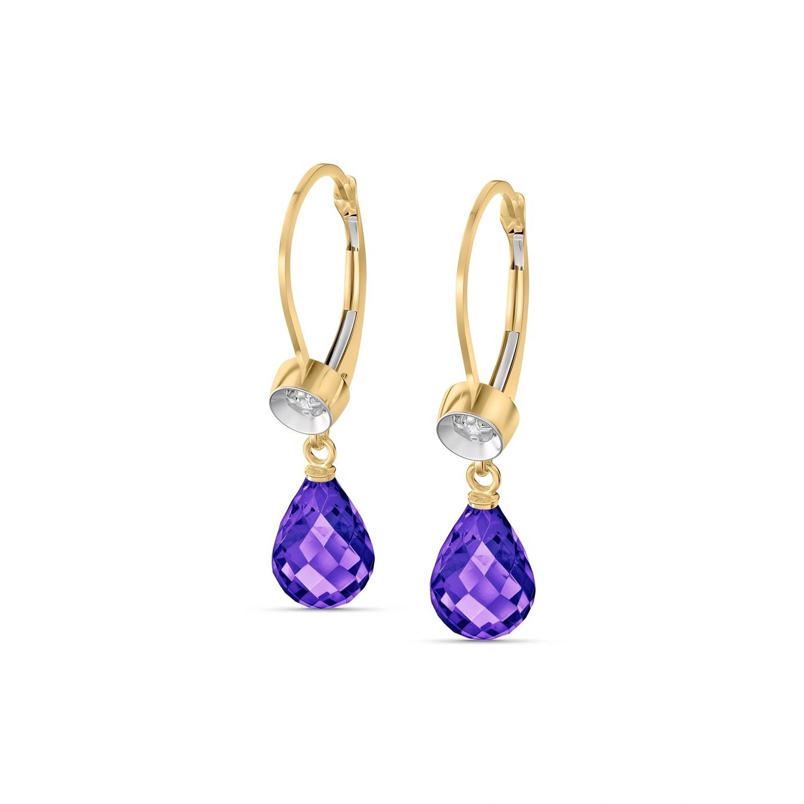 Yellow Gold Earrings Amethyst 10K — Giuseppina