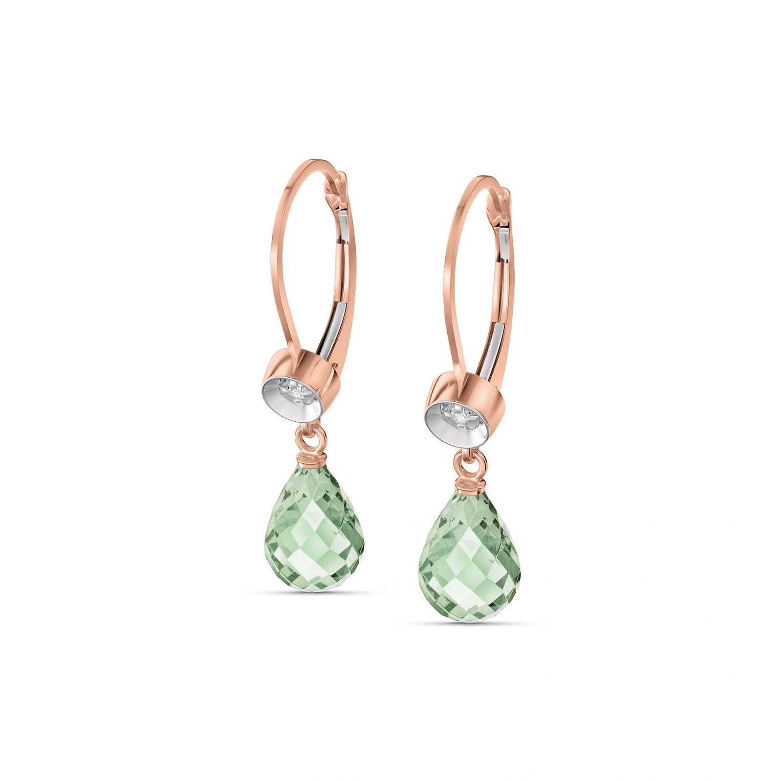 Rose Gold Earrings Green Amethyst 10K — Giuseppina