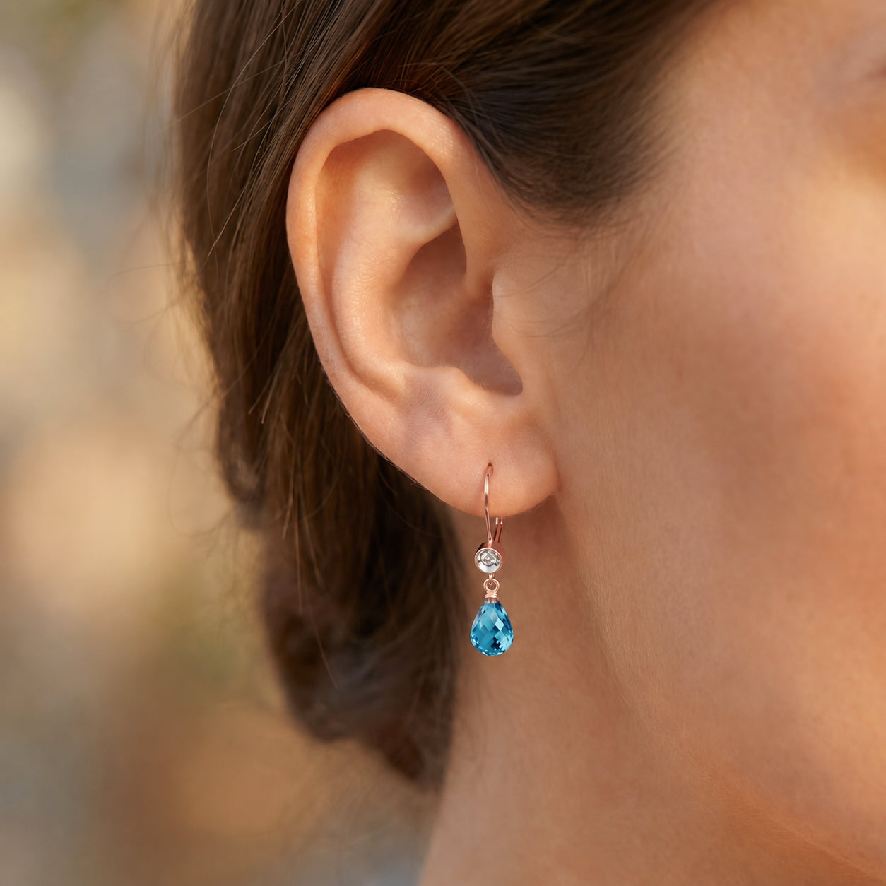 Rose Gold Earrings Green Amethyst 10K — Giuseppina
