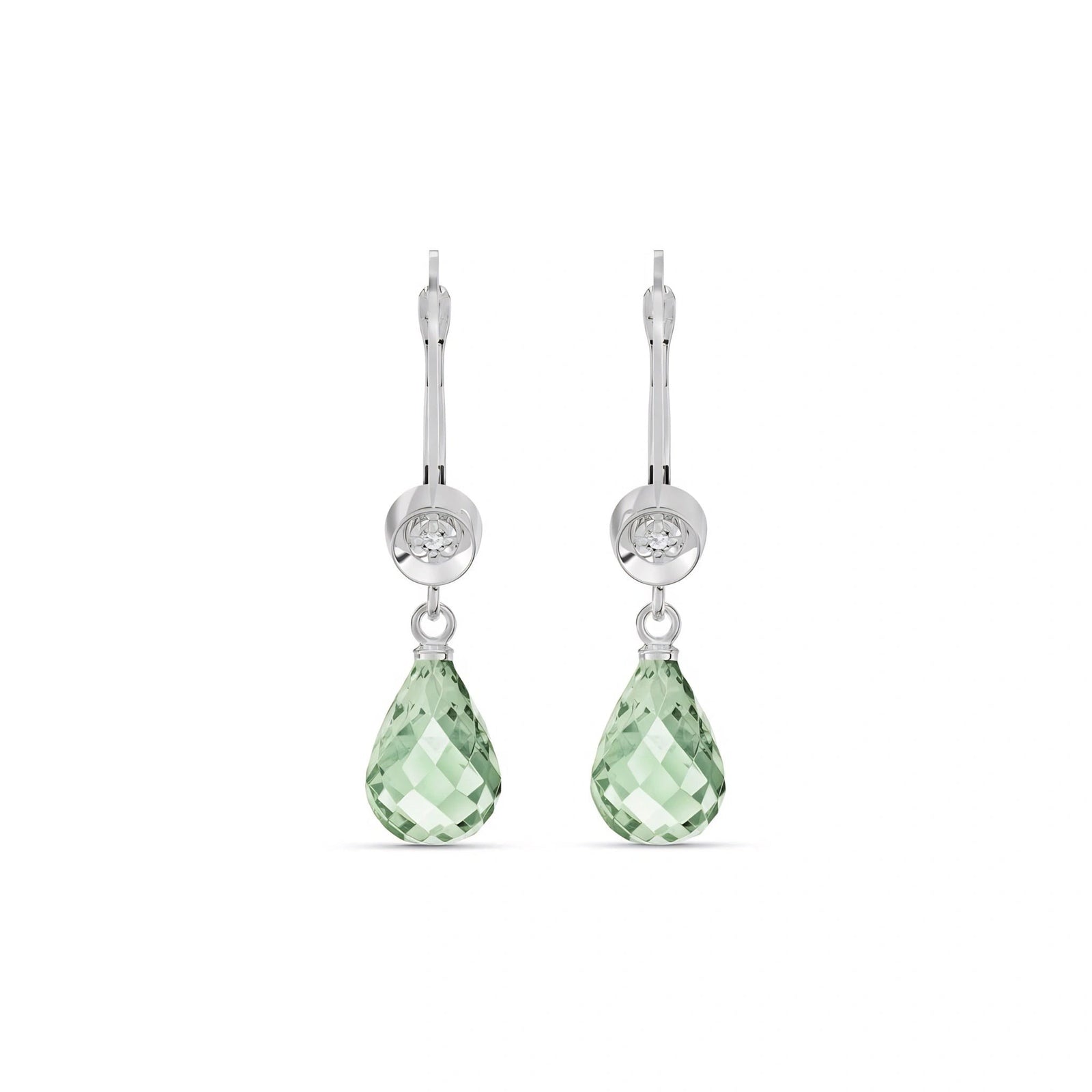 White Gold Earrings Green Amethyst 10K — Giuseppina
